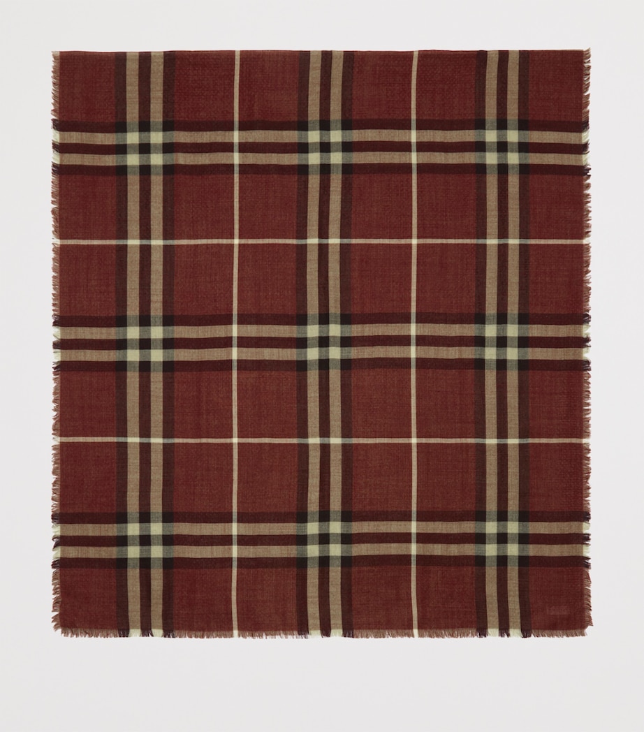 Burberry Wool-Silk Reversible Check Scarf Vineyard Red Check Image 3
