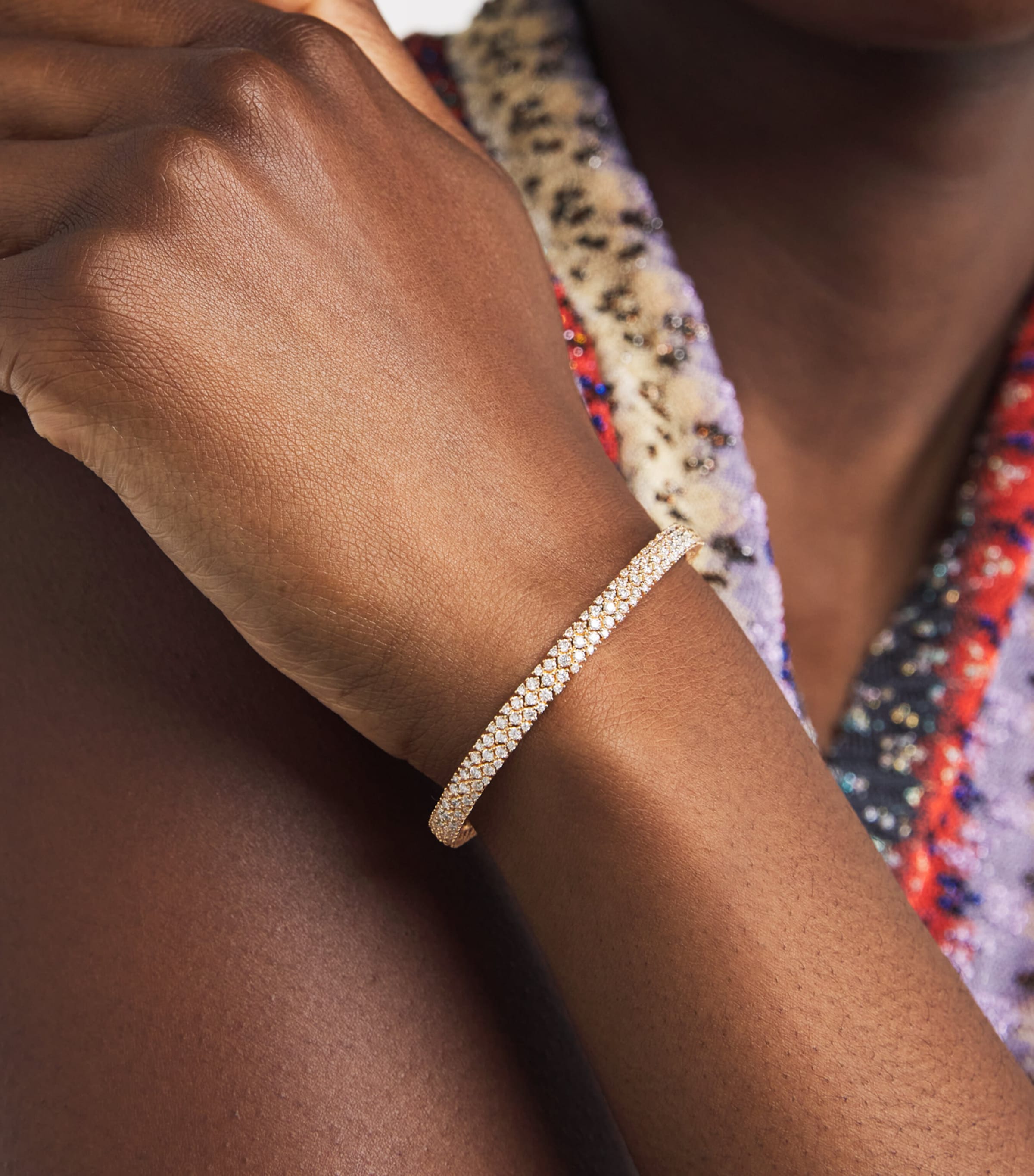 Yellow Gold and Diamond Stretch Tennis Bracelet YELLOW GOLD Image 2