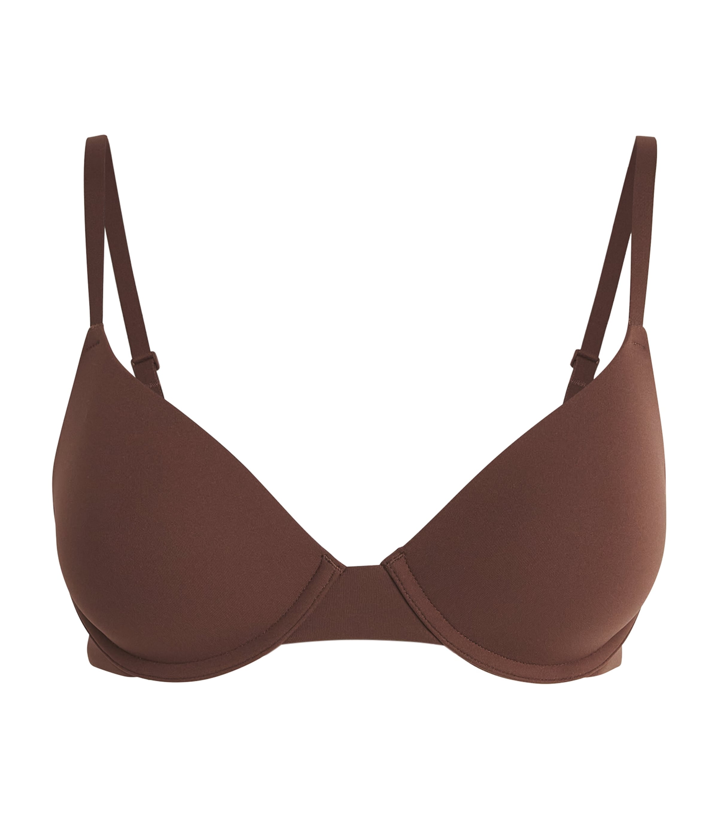 Skims Stretch Cotton Triangle Bralette In Brown