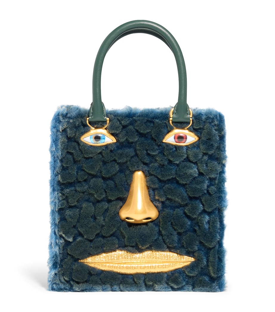 Schiaparelli Lambskin Face Top-Handle Bag Green/blue Image 1