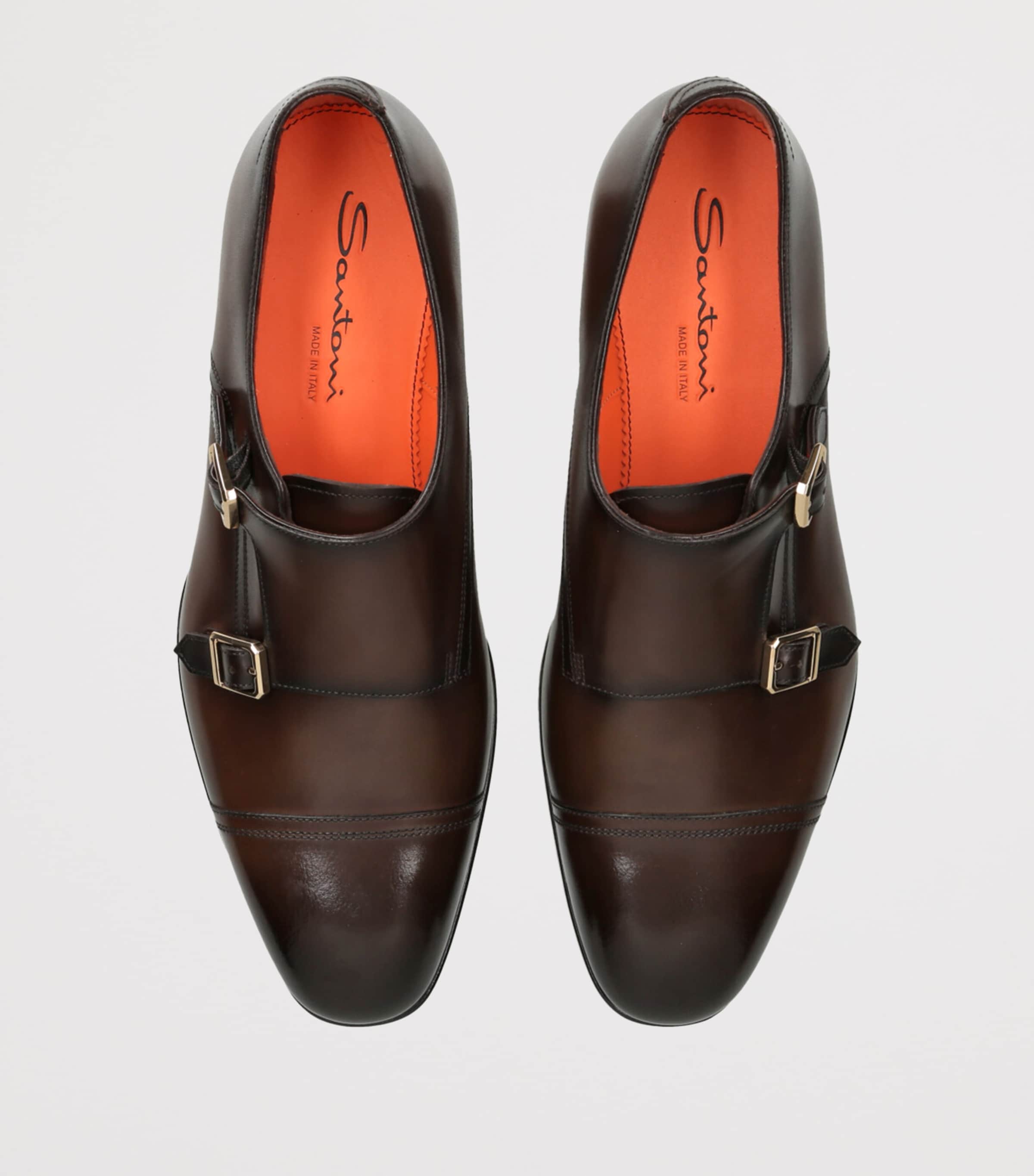 Leather Adrian Blake Monk Shoes MID BROWN Image 4