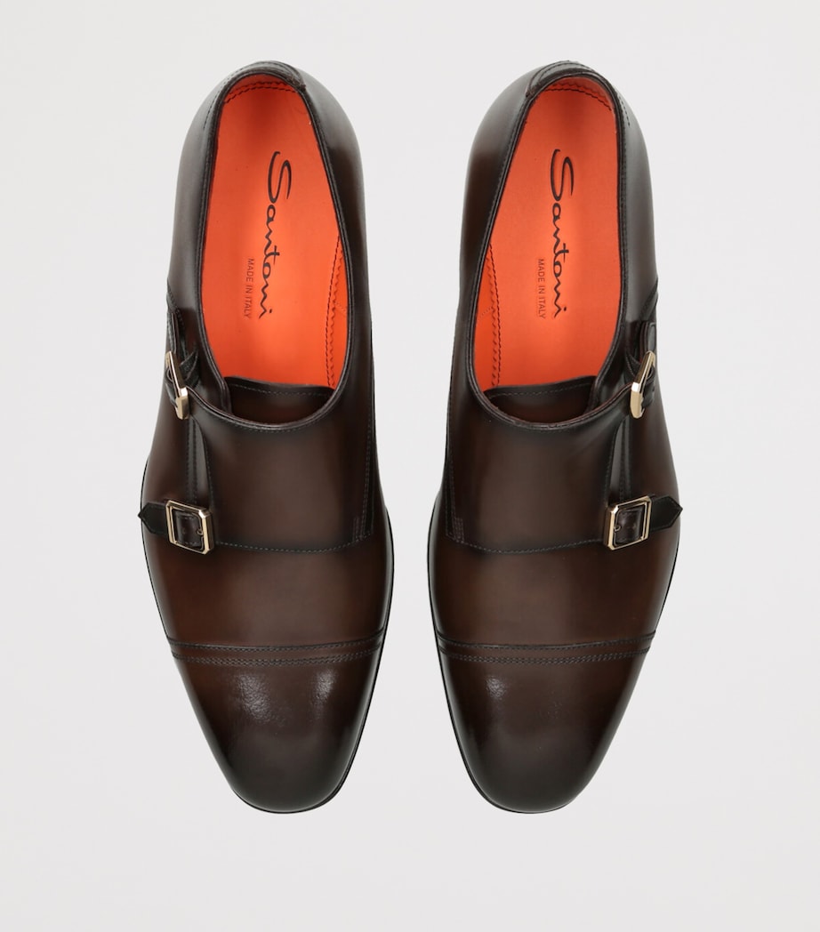 Leather Adrian Blake Monk Shoes MID BROWN Image 4