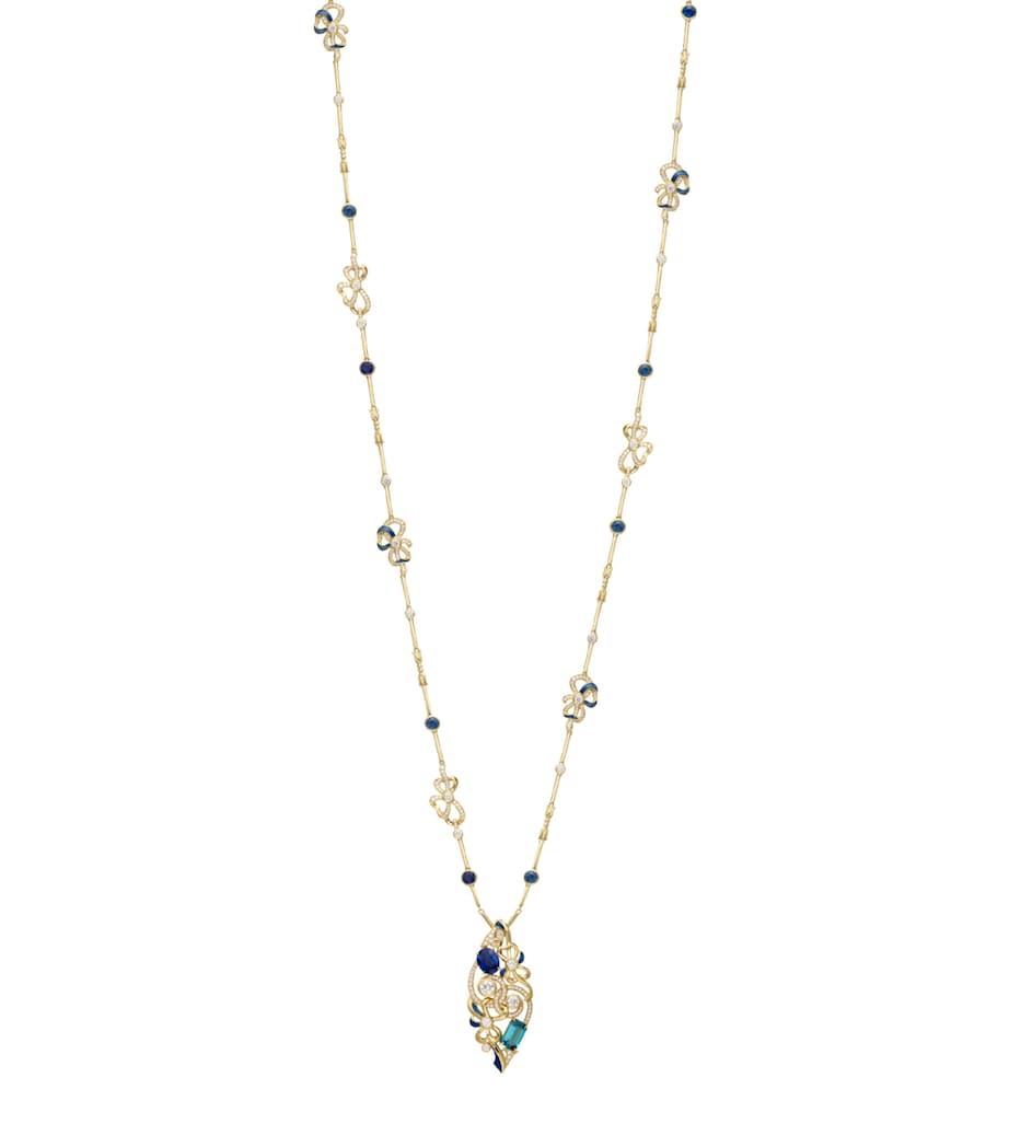 Boodles Yellow Gold, Diamond and Sapphire Presence Chamber Palace Pendant Necklace Gold Image 1
