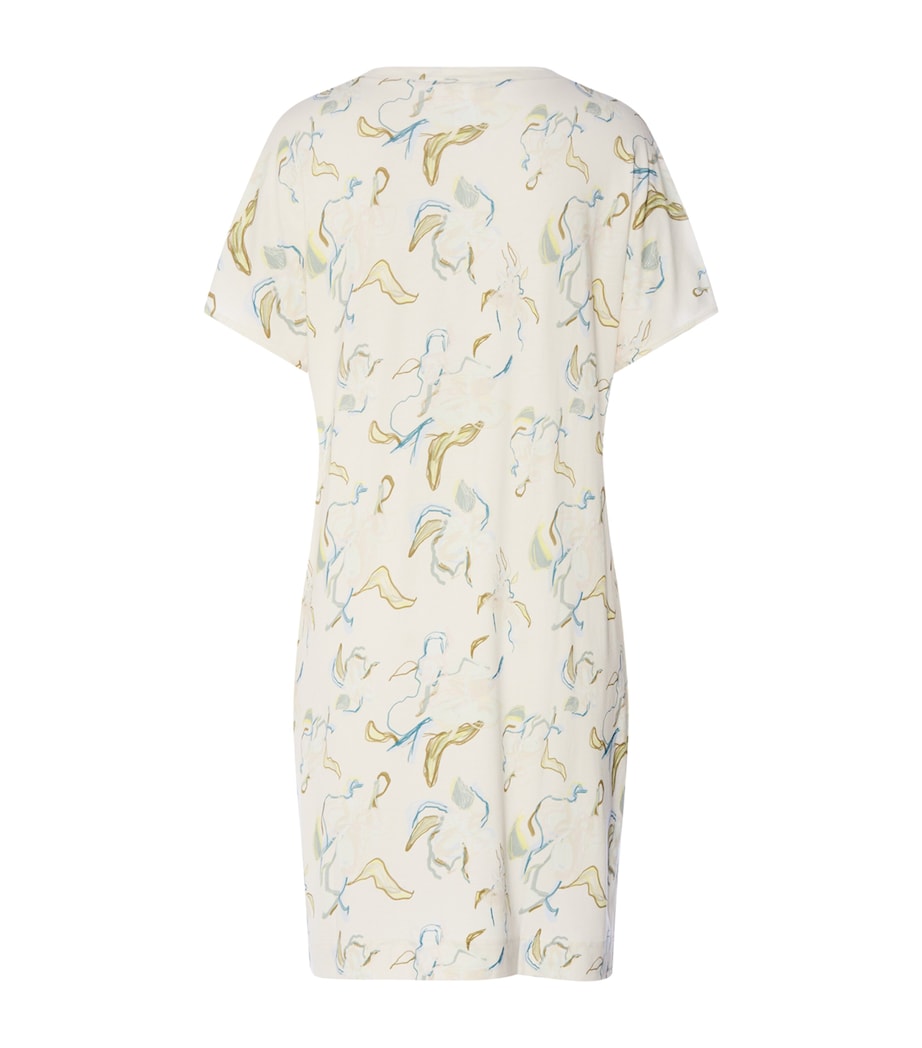 Hanro Womens Cotton-Modal Printed Nightdress Flowing Paint Image 5