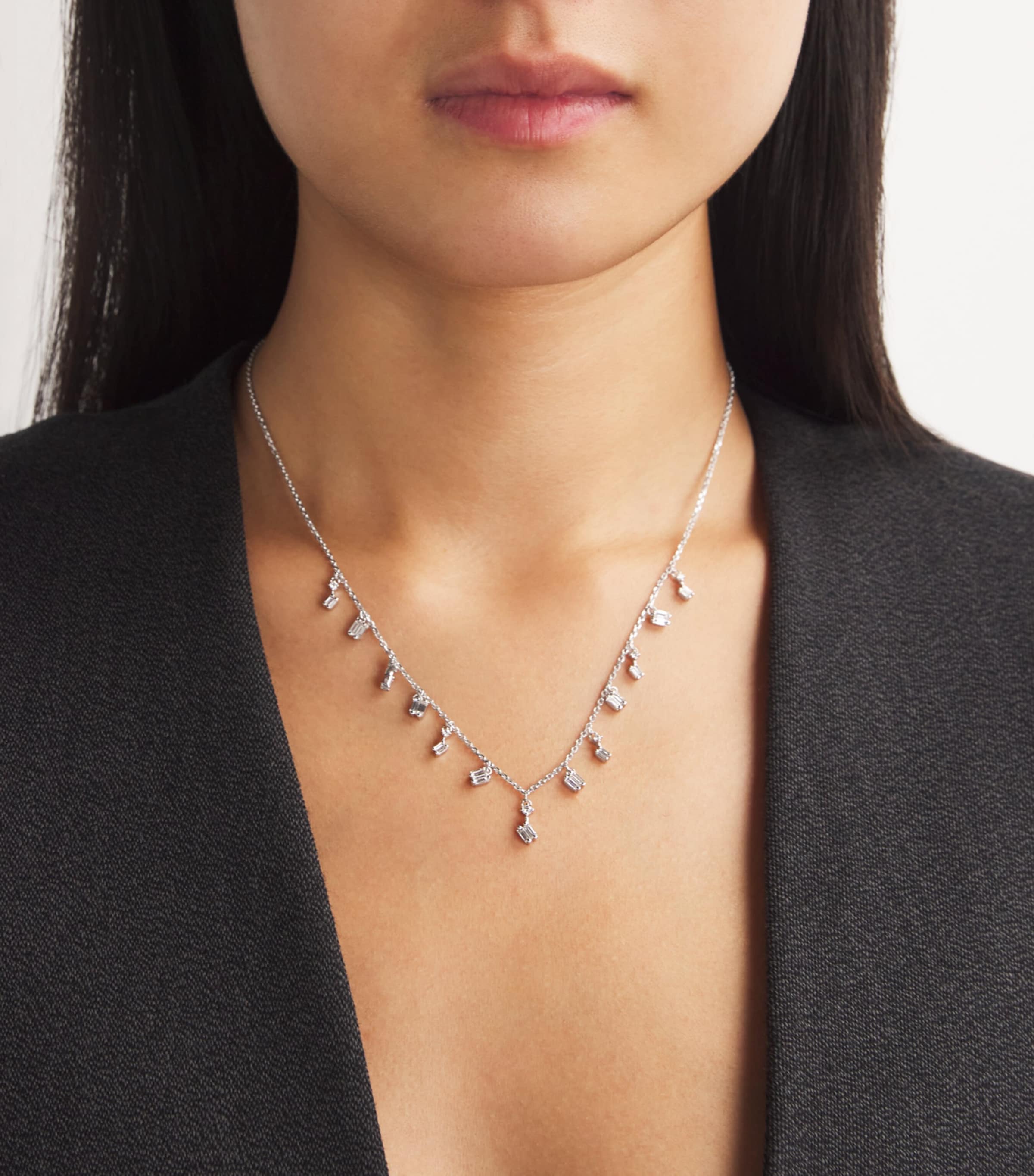 White Gold and Diamond Classic Fireworks Cascade Necklace 18K WG/WD Image 2