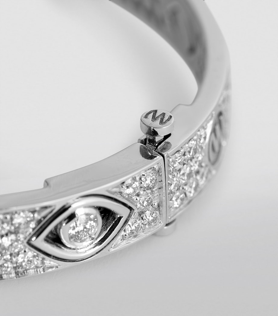 White Gold and Diamond Protected Eye Bangle WHITE Image 4