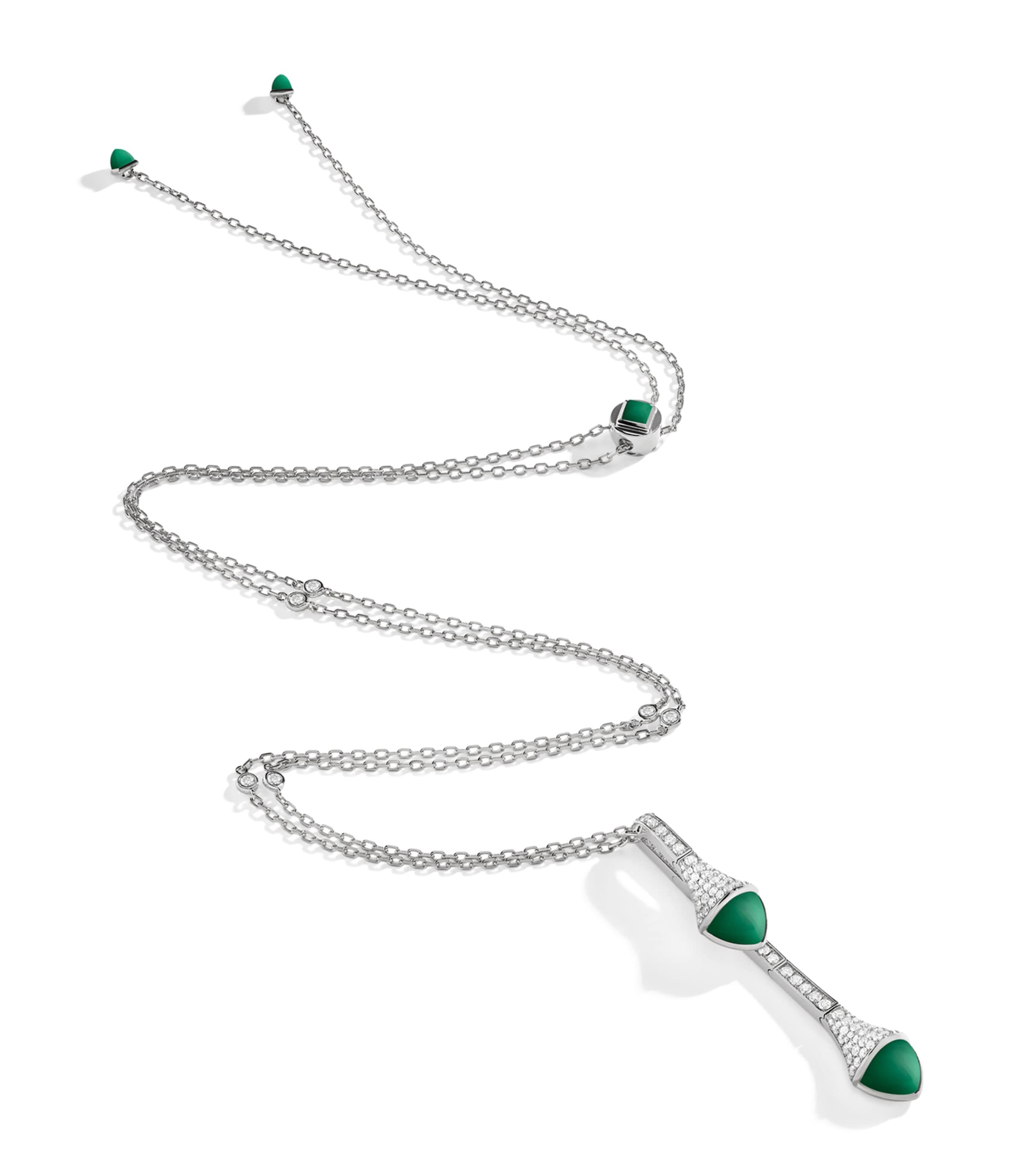 Marli New York White Gold, Diamond And Green Agate Cleo Pendant Necklace In White