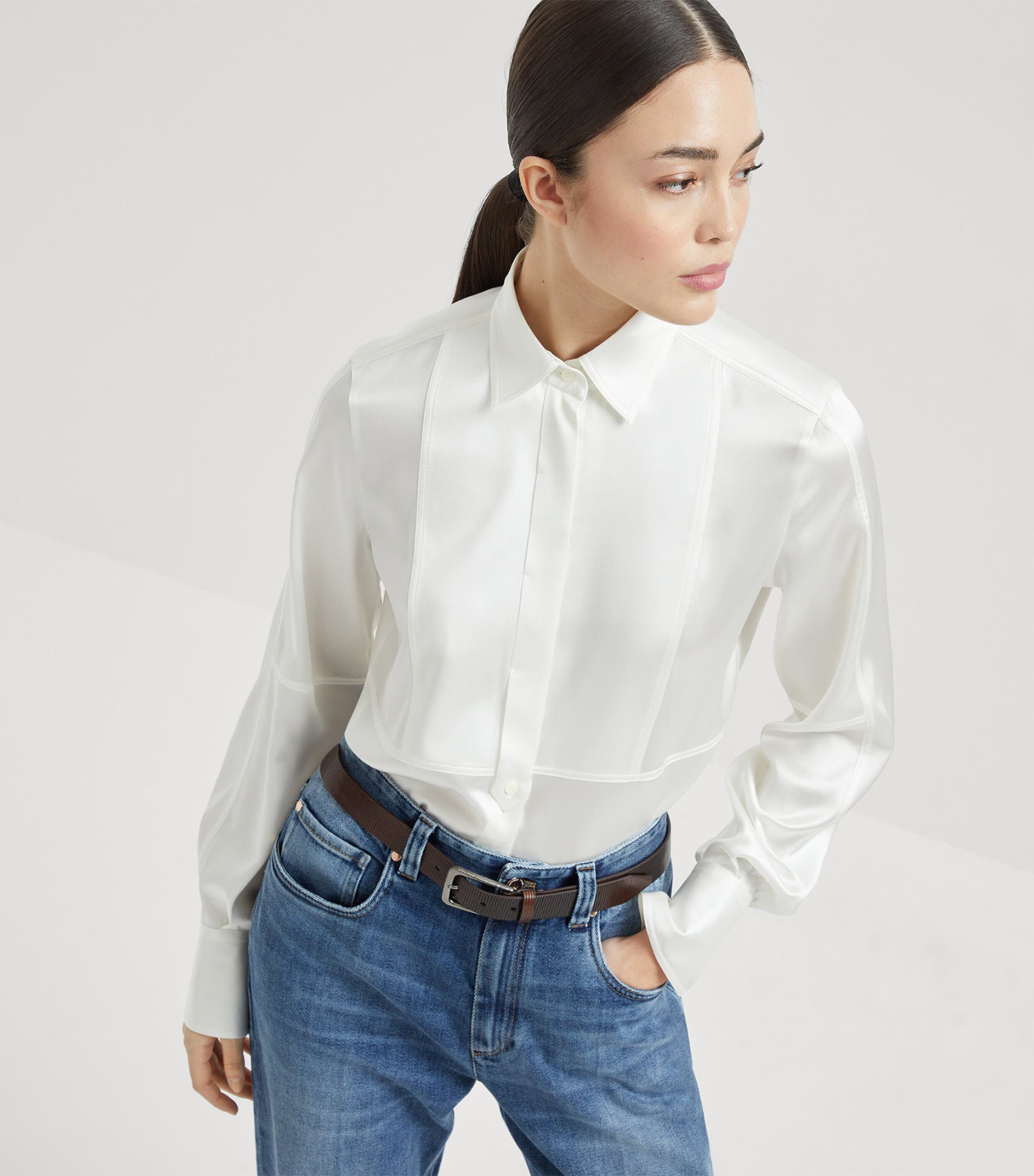 Stretch-Silk Satin Shirt C600 Image 5