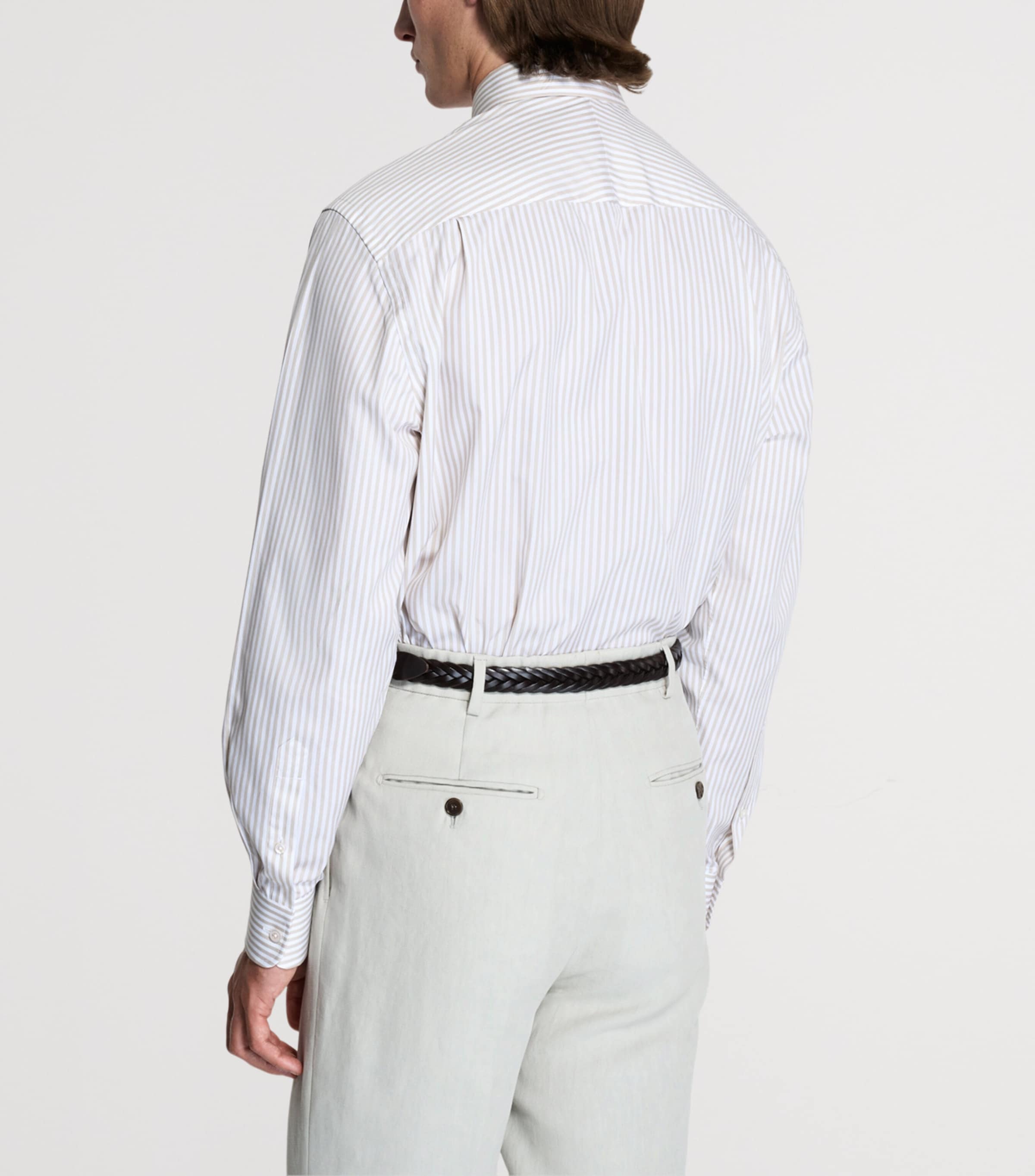Dunhill Mens Cotton Stripe Shirt  Camel Image 3