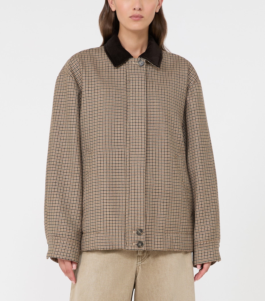 Weekend Max Mara Womens Virgin Wool Check Quilted Jacket Brown Image 3