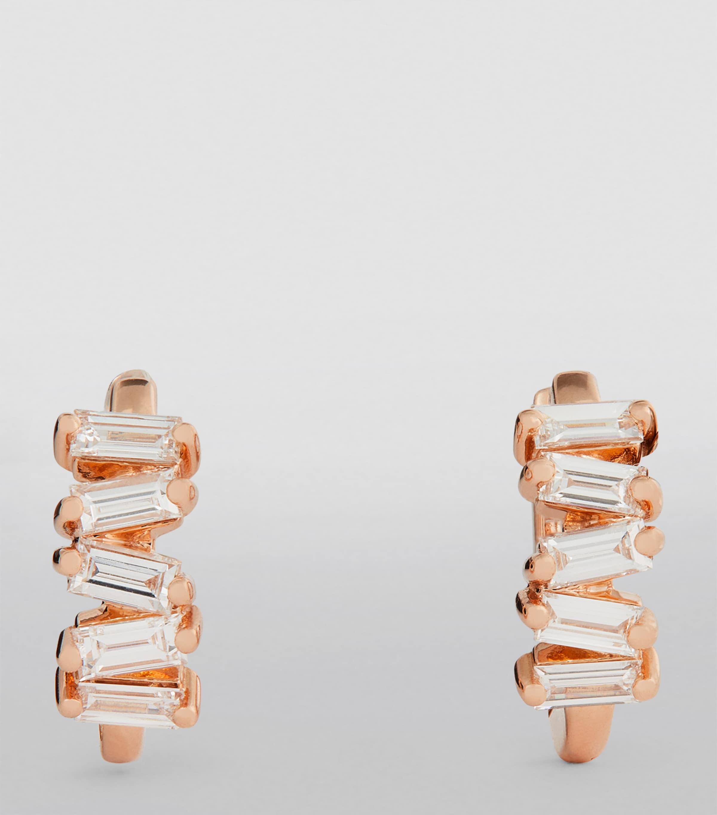 Rose Gold and Diamond Fireworks Huggie Earrings 18K RG/WD Image 2