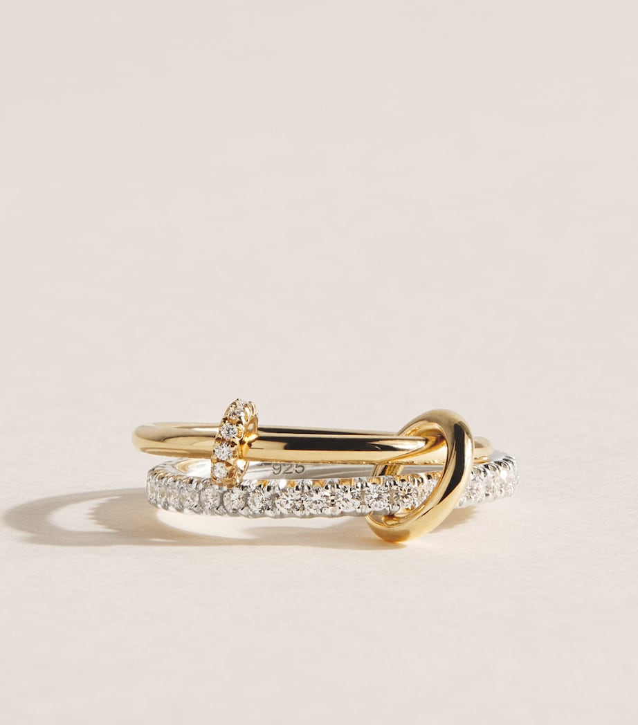 Spinelli Kilcollin Yellow Gold, Sterling Silver and Pavé Diamond Virgo Ring Sterling Silver Image 1