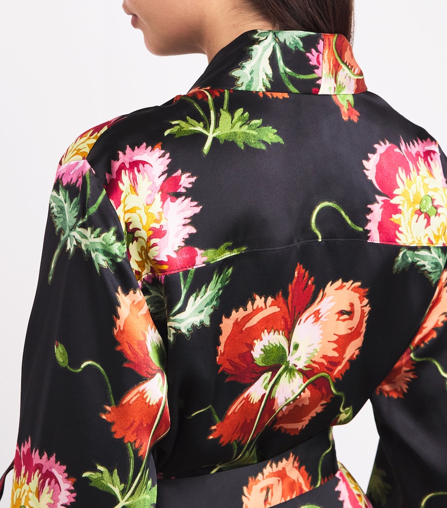 Silk Floral Robe BLACK Image 4