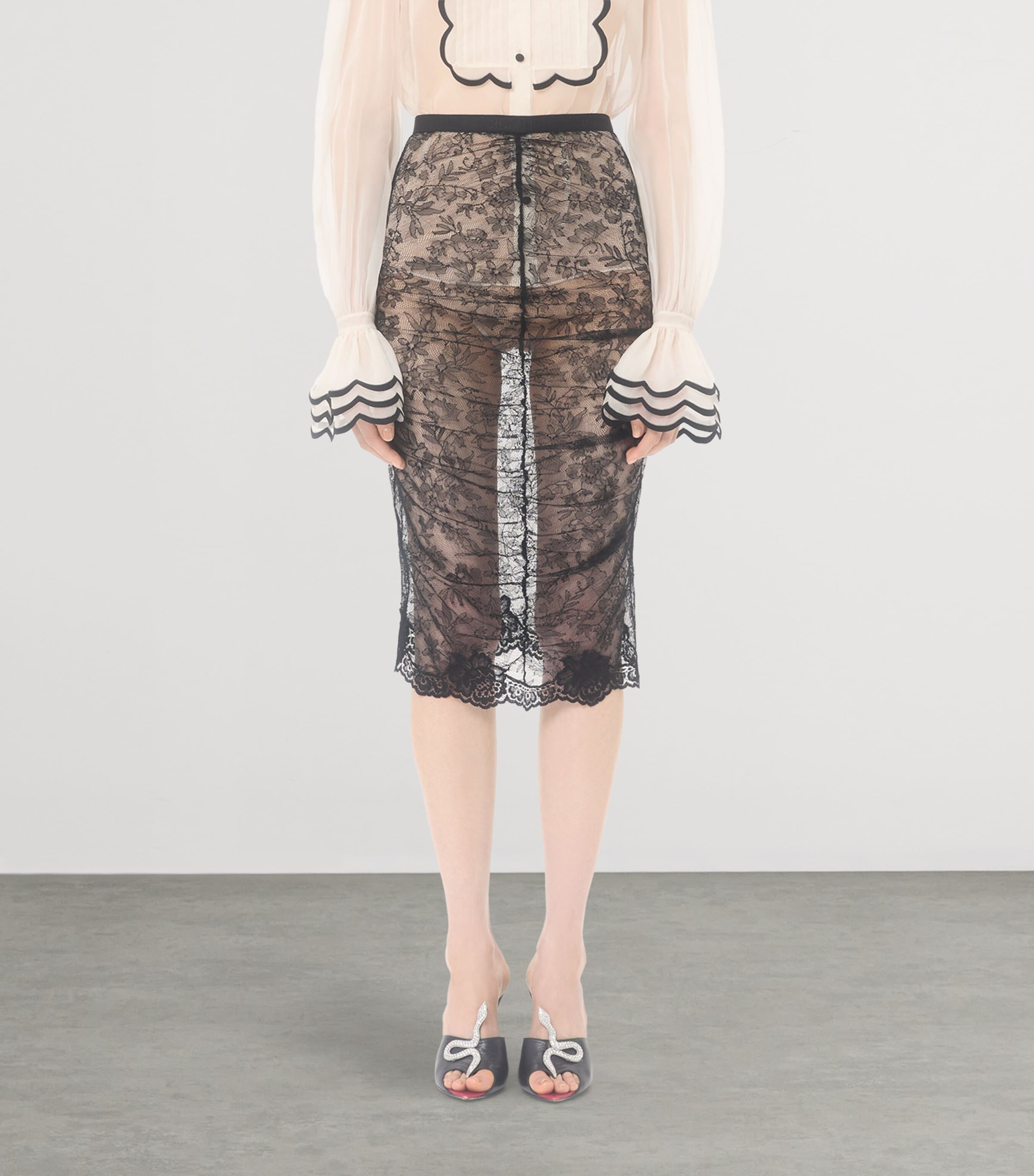 Valentino Womens Lace Ruched Skirt Image 2