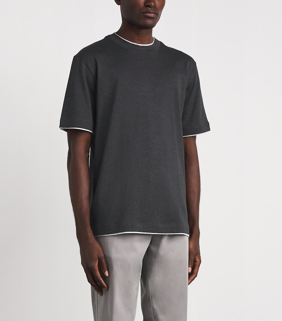 Eleventy Mens Cotton T-Shirt Grigio Fumo E Grigio Image 4