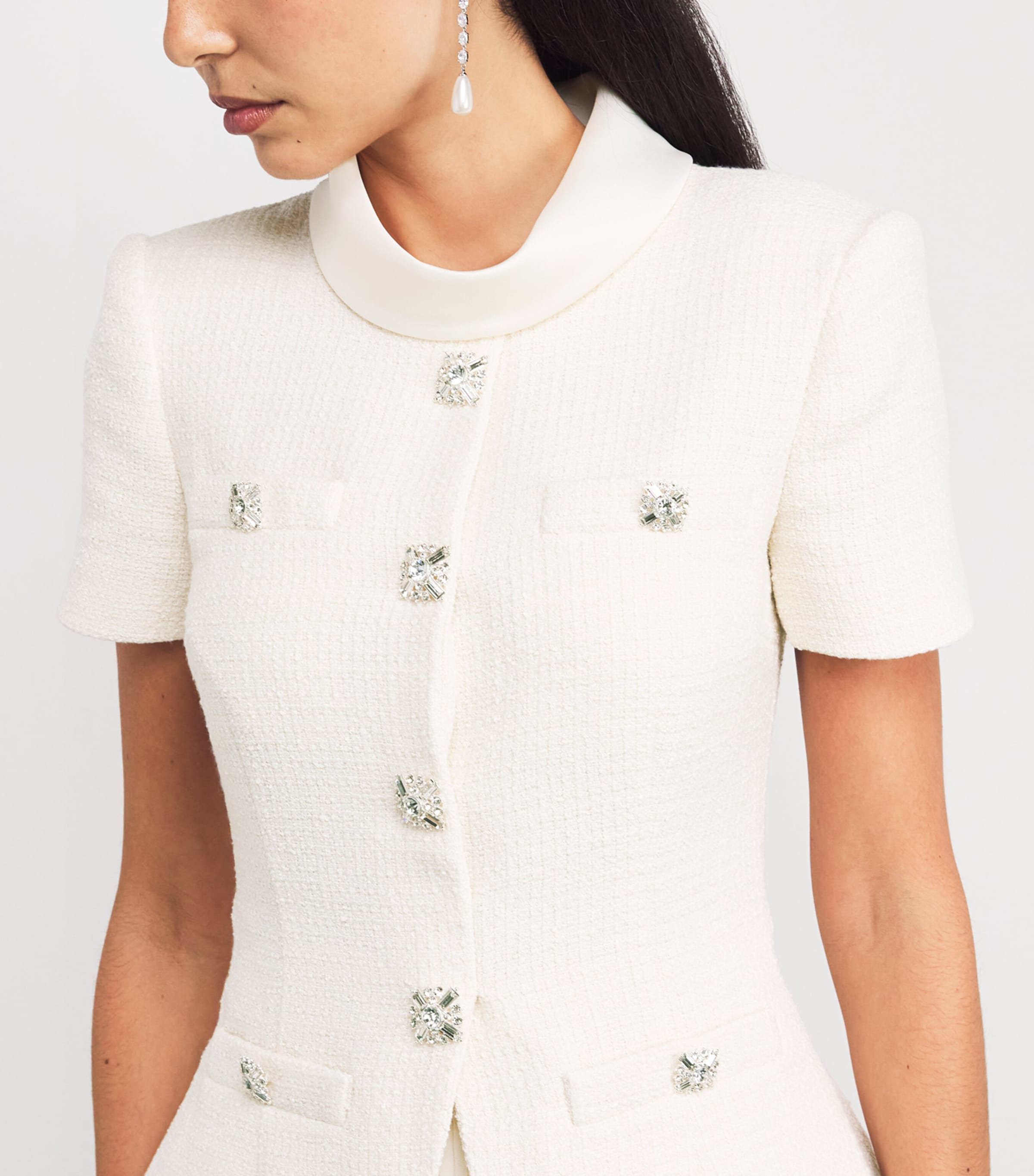 Bouclé Chiffon Midi Dress CREAM Image 6