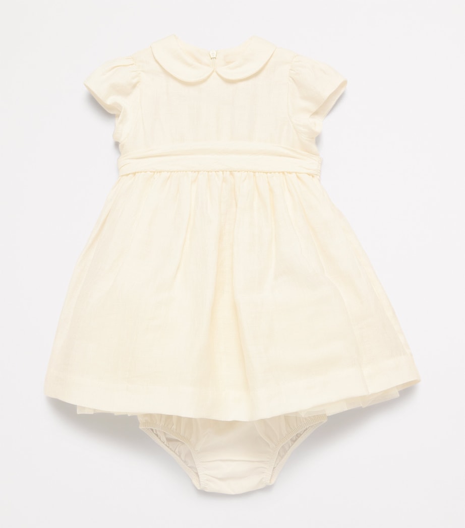Linen-Blend Belt-Detail Dress (6-36 Months) 1010 MILK/MILK Image 3