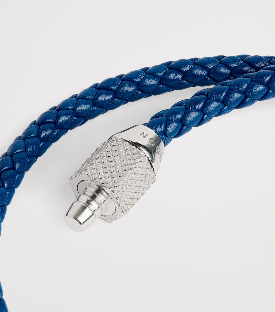 Leather Hexade Pop Braided Bracelet SILVER/ BLUE Image 6