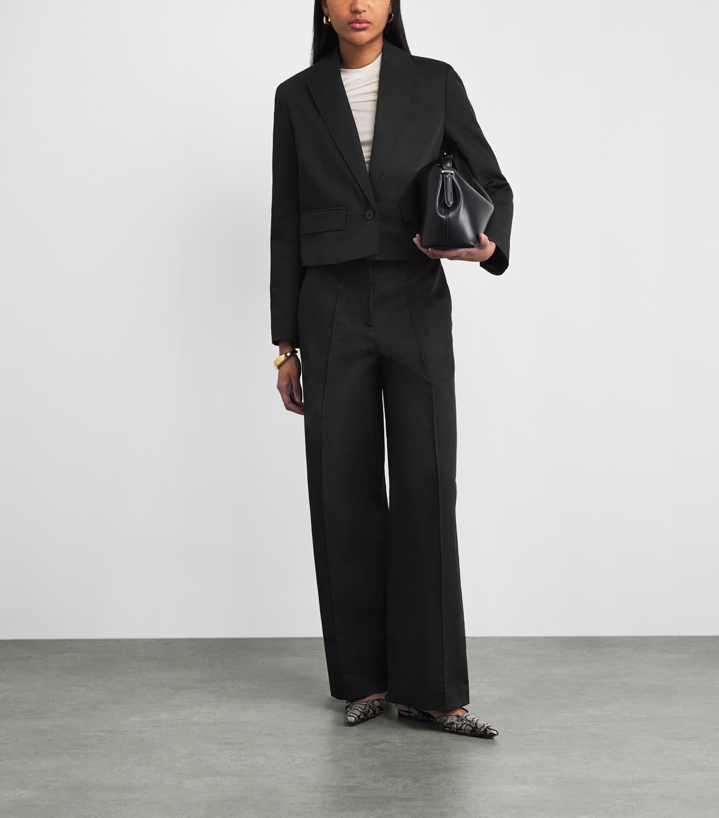 Joseph Womens Cotton-Linen Jnane Trousers Black Image 2
