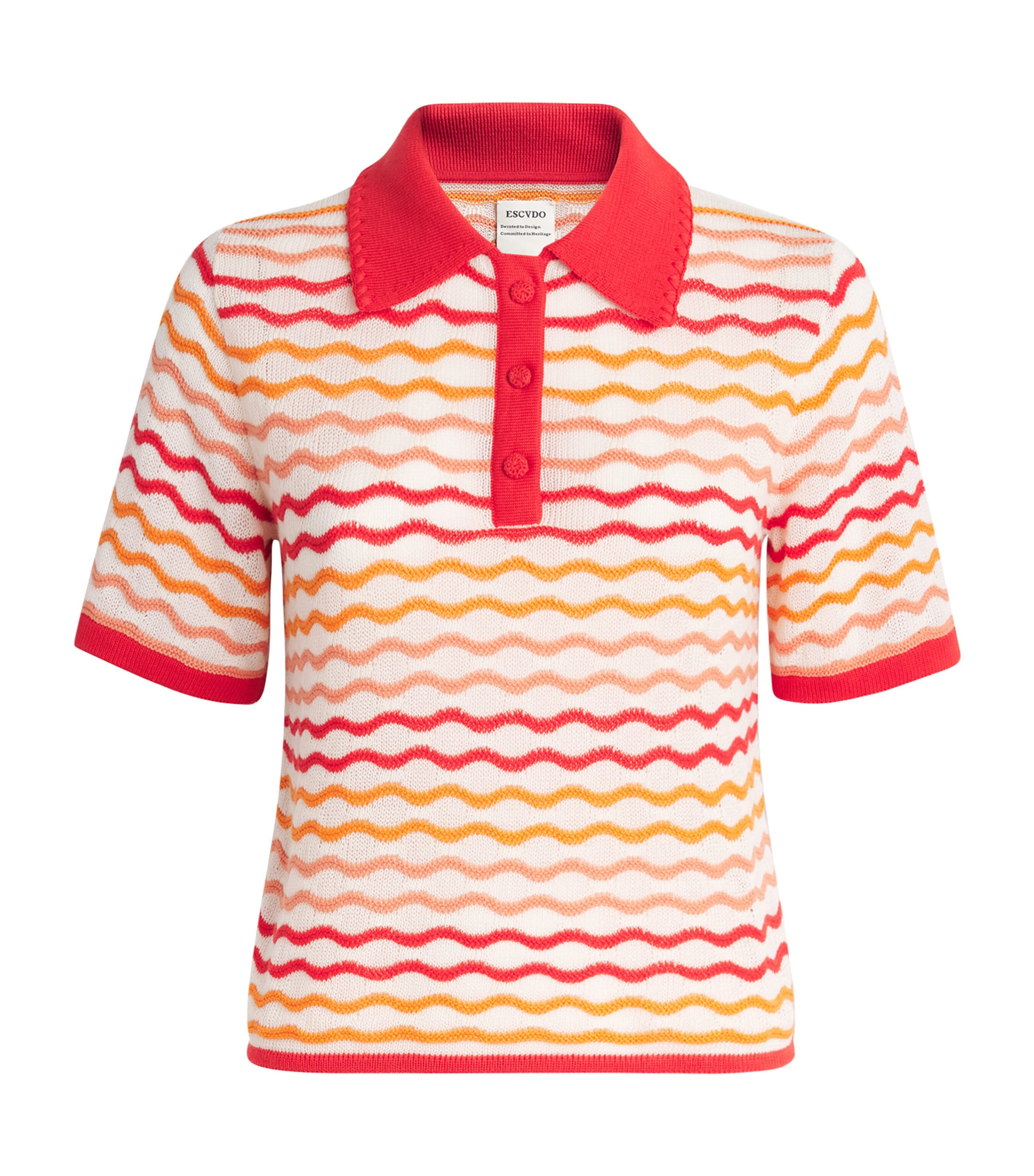 ESCVDO Womens Cotton Knitted Stripe Polo Shirt Image 1