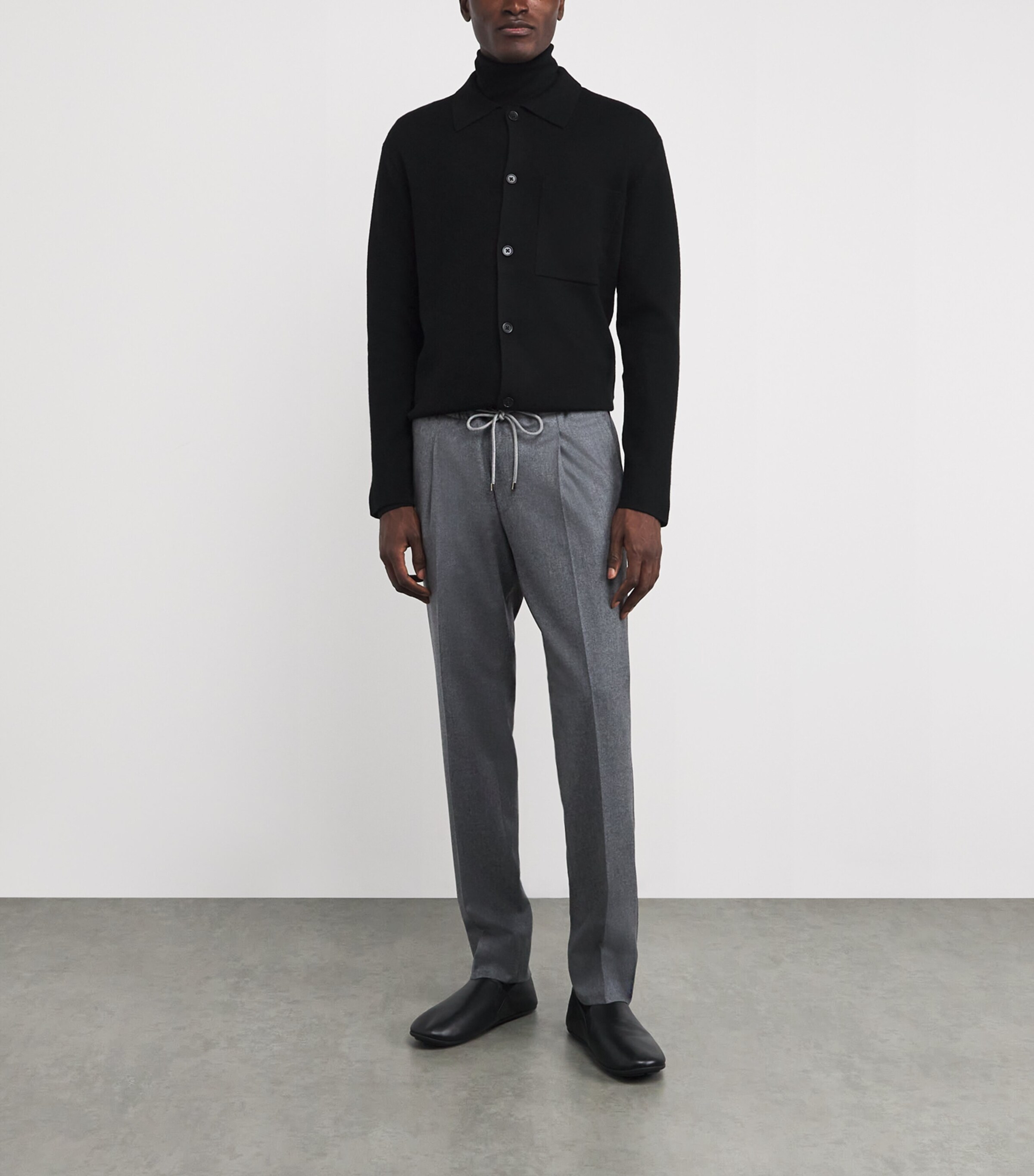 Wool Drawstring Trousers 016 GREY MELANGE Image 2