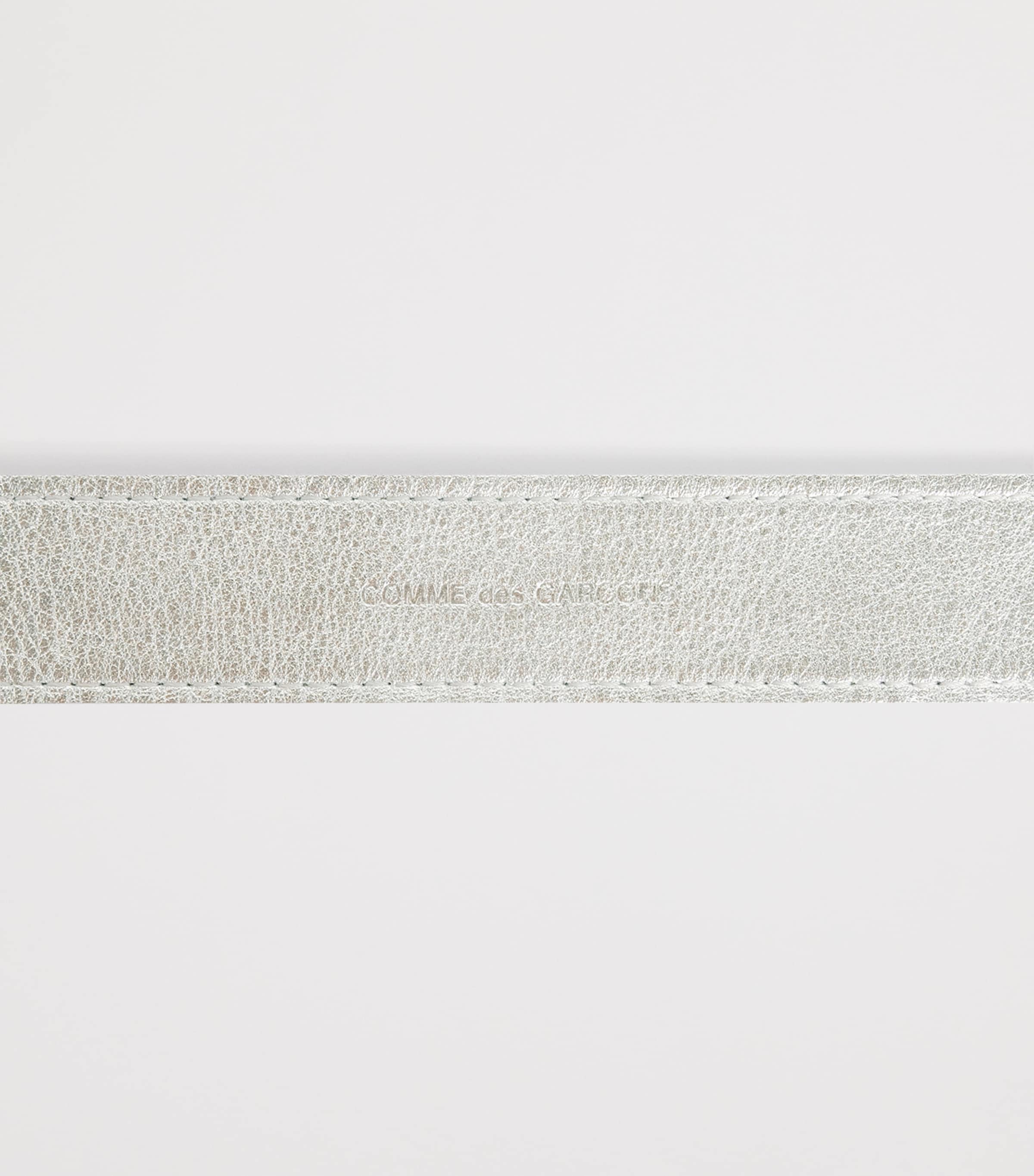 Comme Des Garçons Wallet Metallic Leather Buckle Belt Silver Image 5