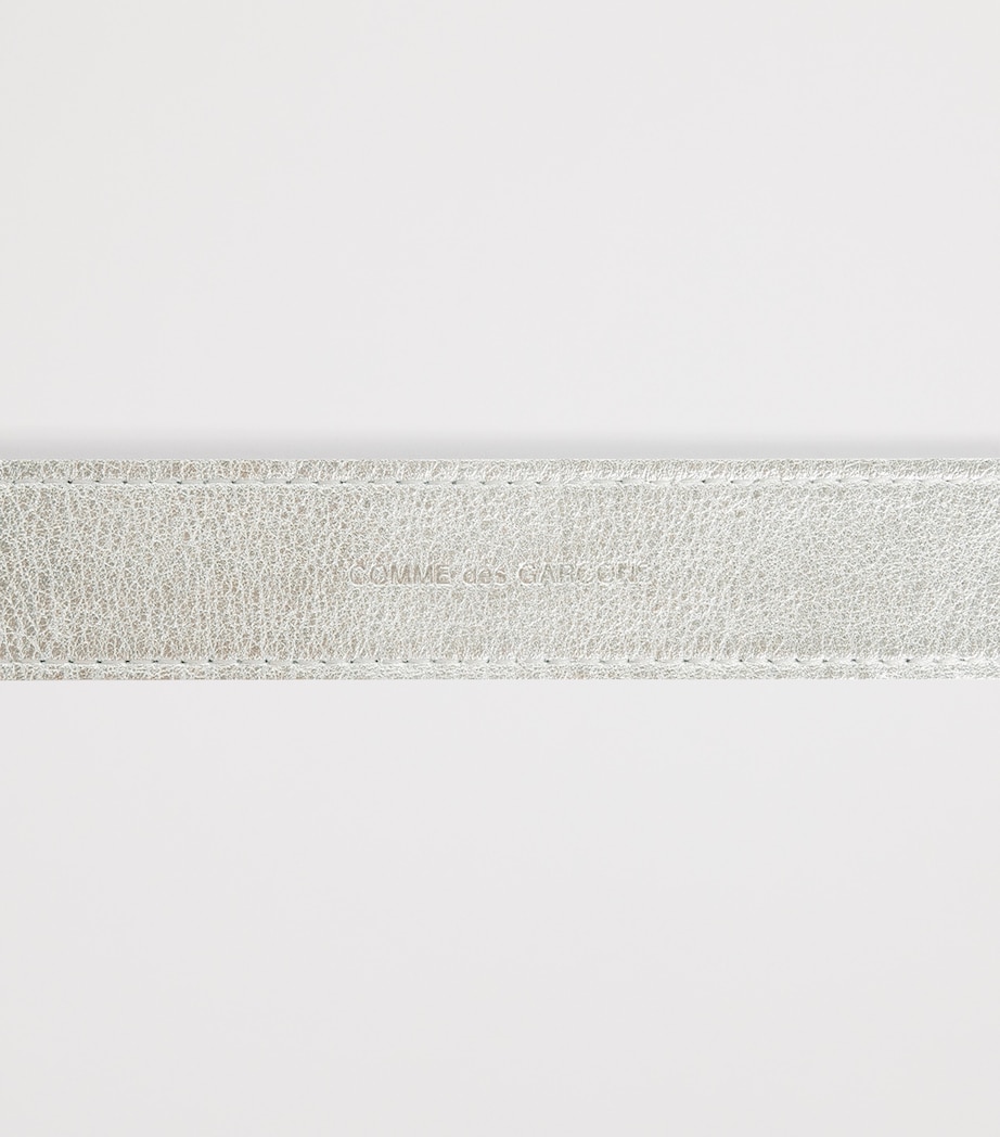 Comme Des Garçons Wallet Metallic Leather Buckle Belt Silver Image 5