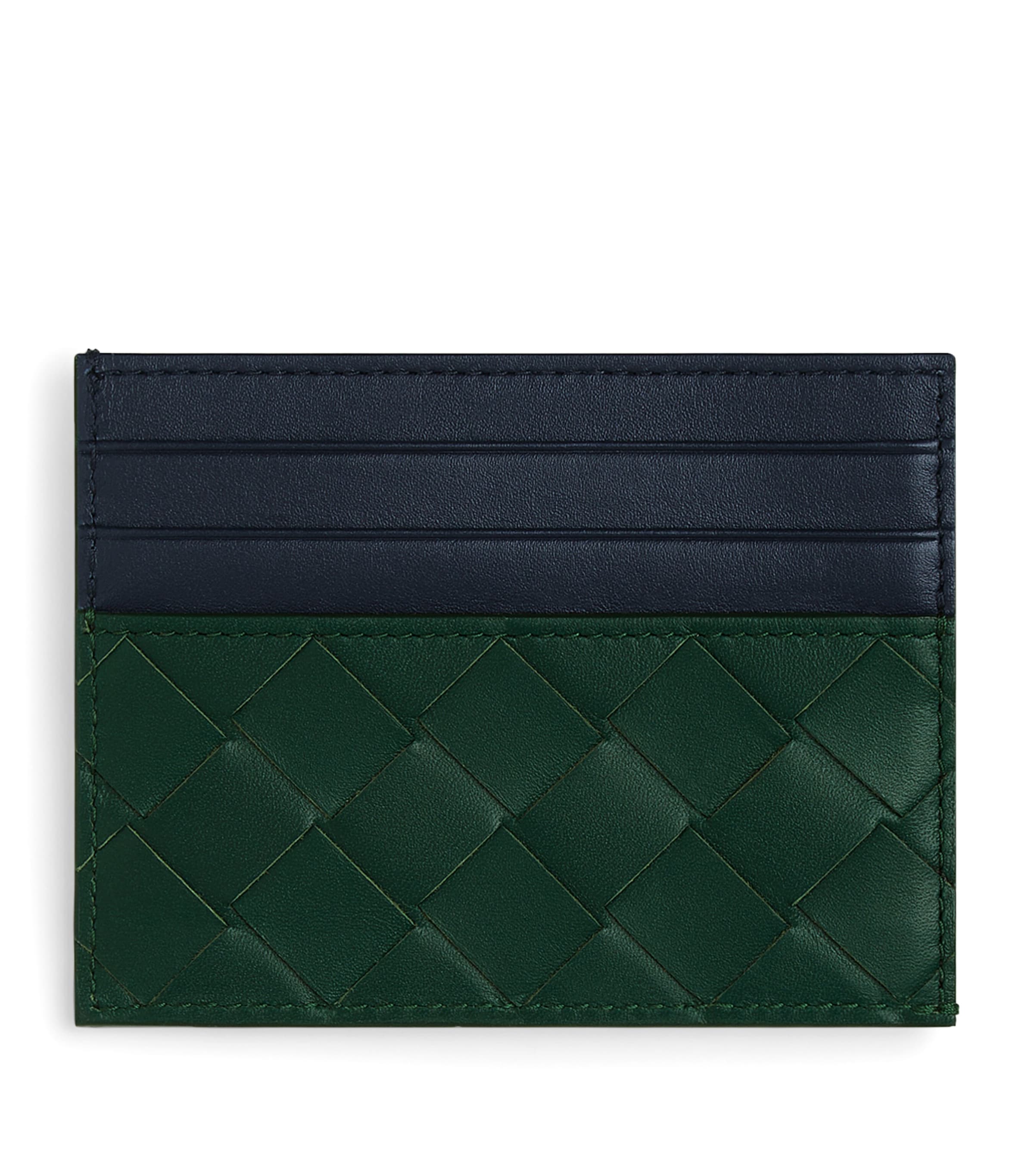 Shop Bottega Veneta Calfskin Intrecciato Card Holder In Green