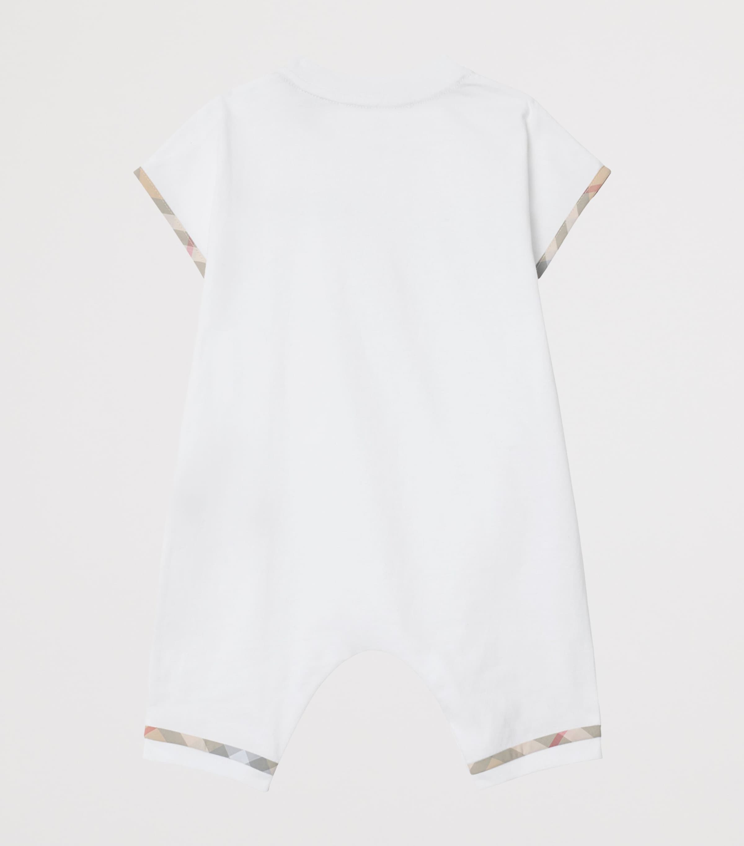 Cotton Check-Trim Playsuit (1-18 Months) WHITE Image 2