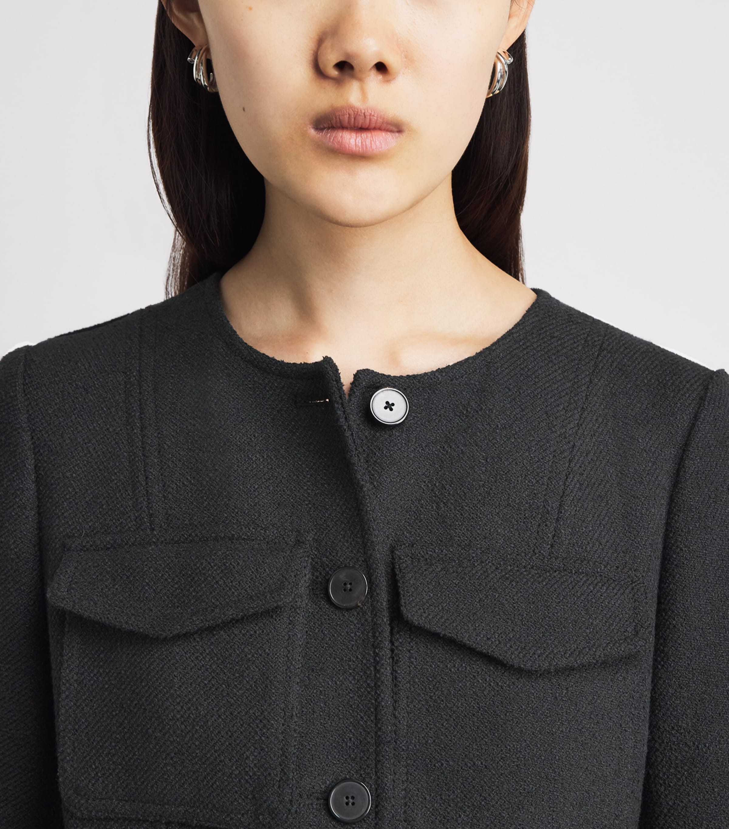 ME+EM Womens Tweed Shift Midi Dress Black Image 3
