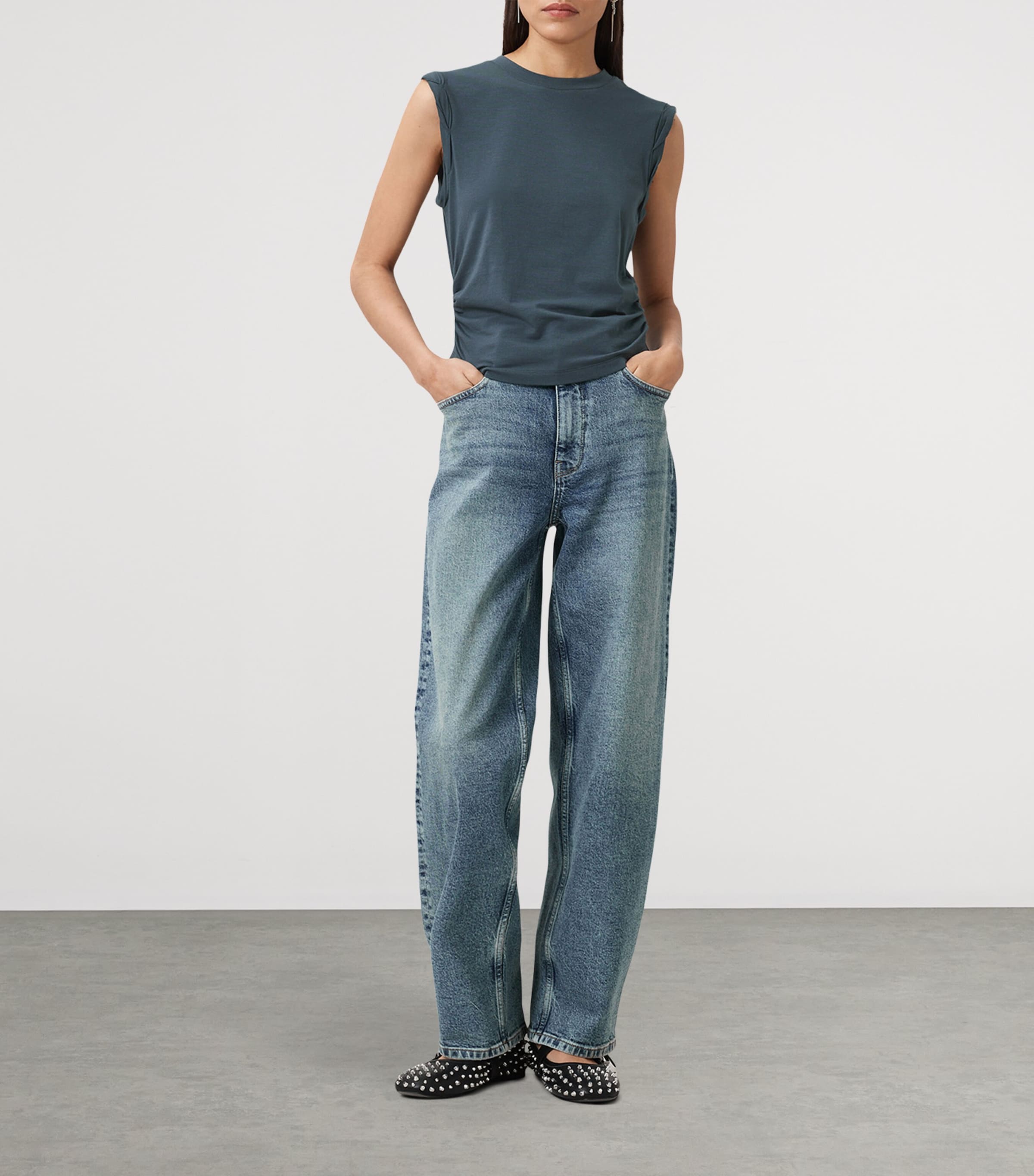 Ruched West Tank Top DARK SLATE BLUE Image 4