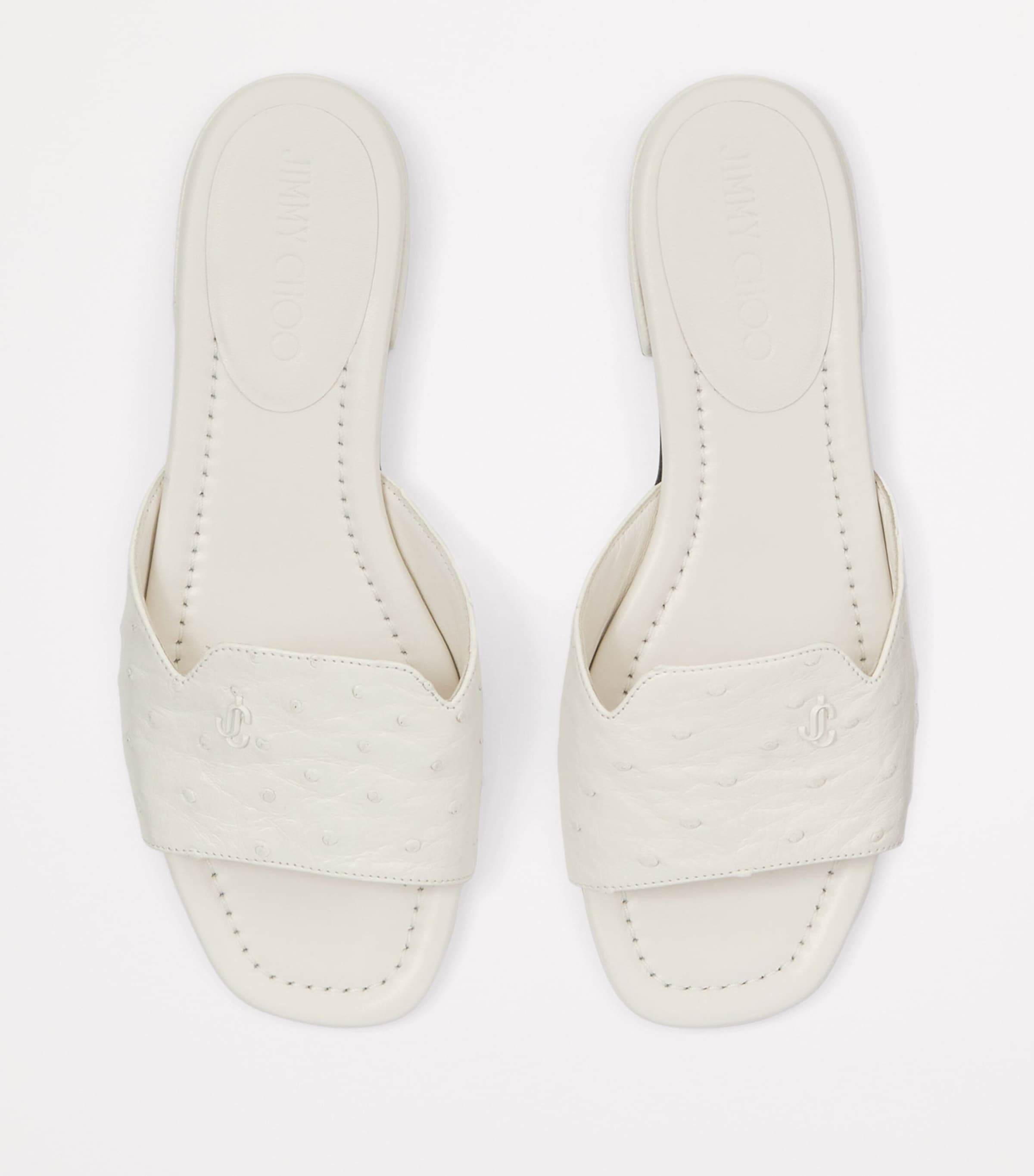 Ostrich Leather Dina Sandals LATTE Image 2