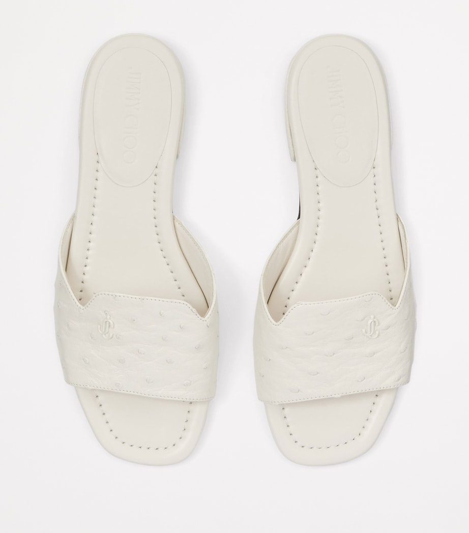 Ostrich Leather Dina Sandals LATTE Image 2