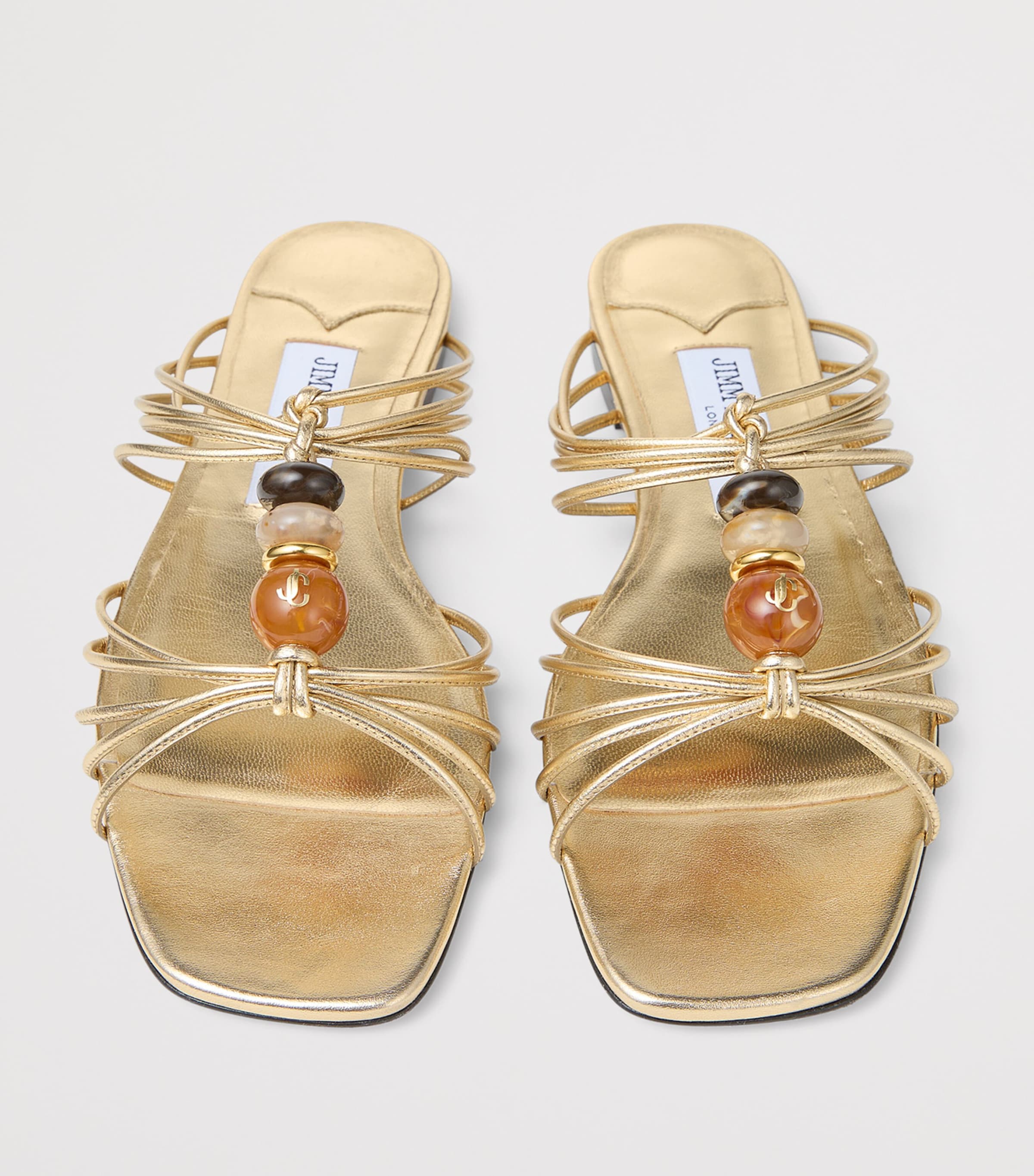 Jimmy Choo Lova Leather Flat Mules Gold Mix Image 4