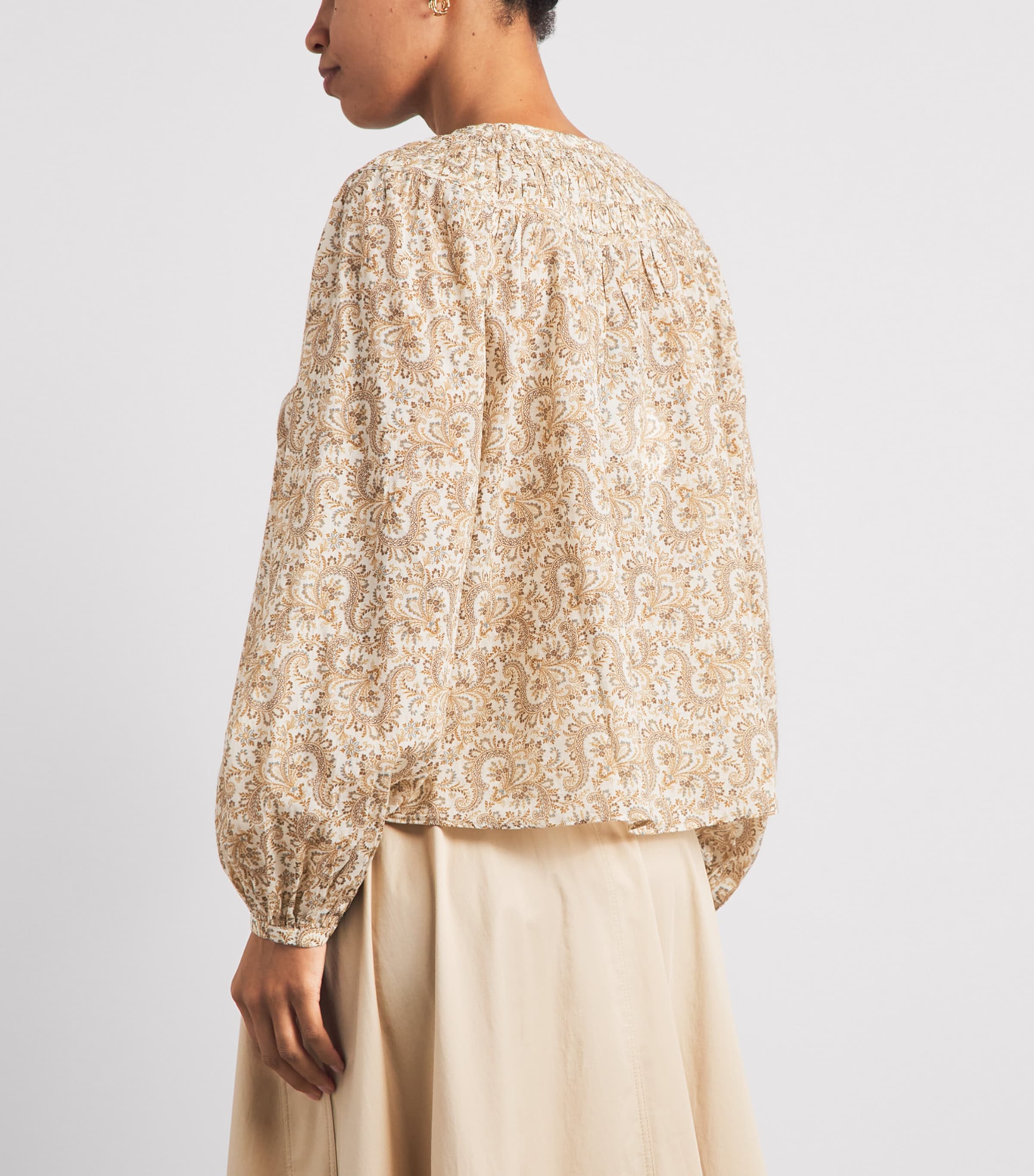 PAIGE Womens Paisley Print Zoia Blouse Bone Multi Image 5