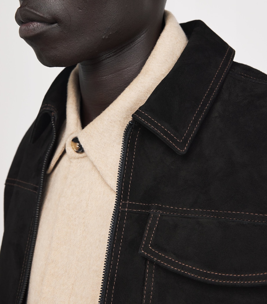 Suede Contrast-Stitch Hardwick Jacket BLACK Image 6