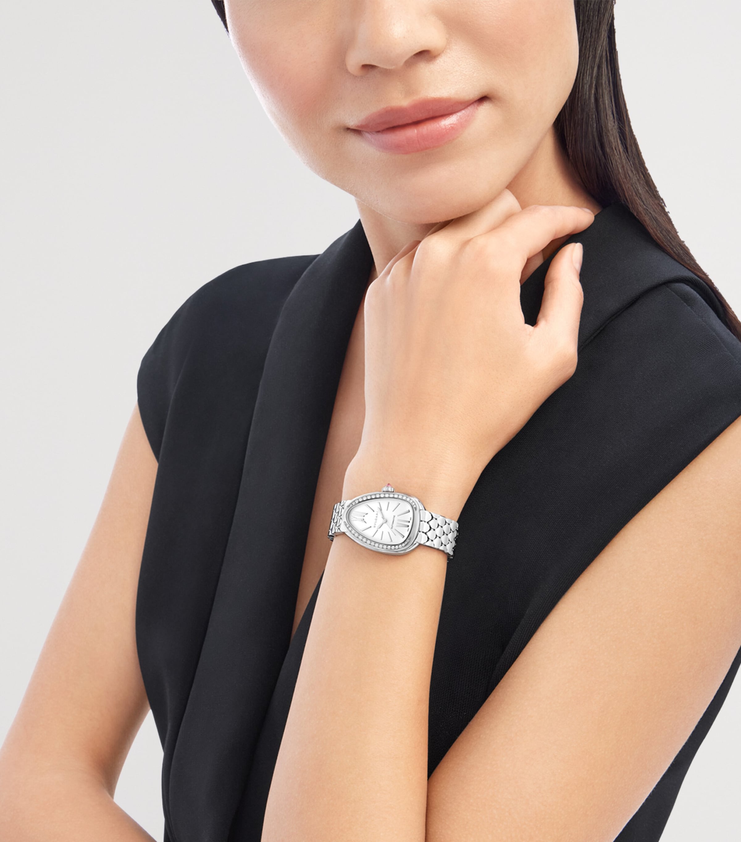 Stainless Steel and Diamond Serpenti Seduttori Watch 34mm GREY Image 7