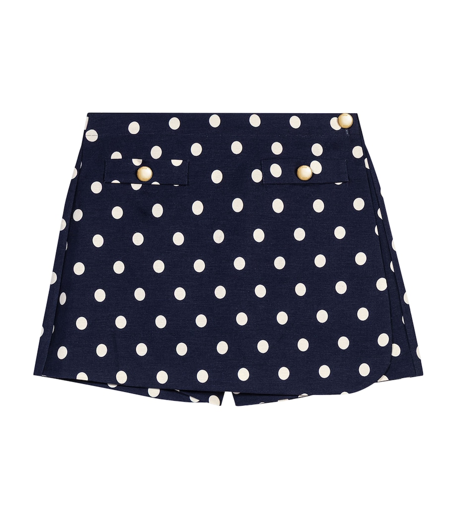 Maje Womens Linen-Blend Polka-Dot Mini Skort Navy Dots Print Image 1