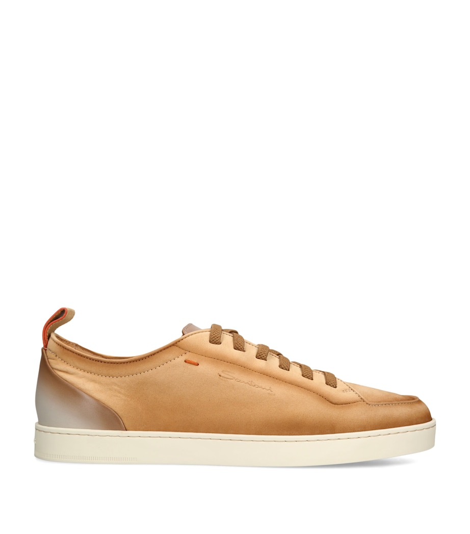 Santoni Nubuck Leather Sneakers Tan Image 1