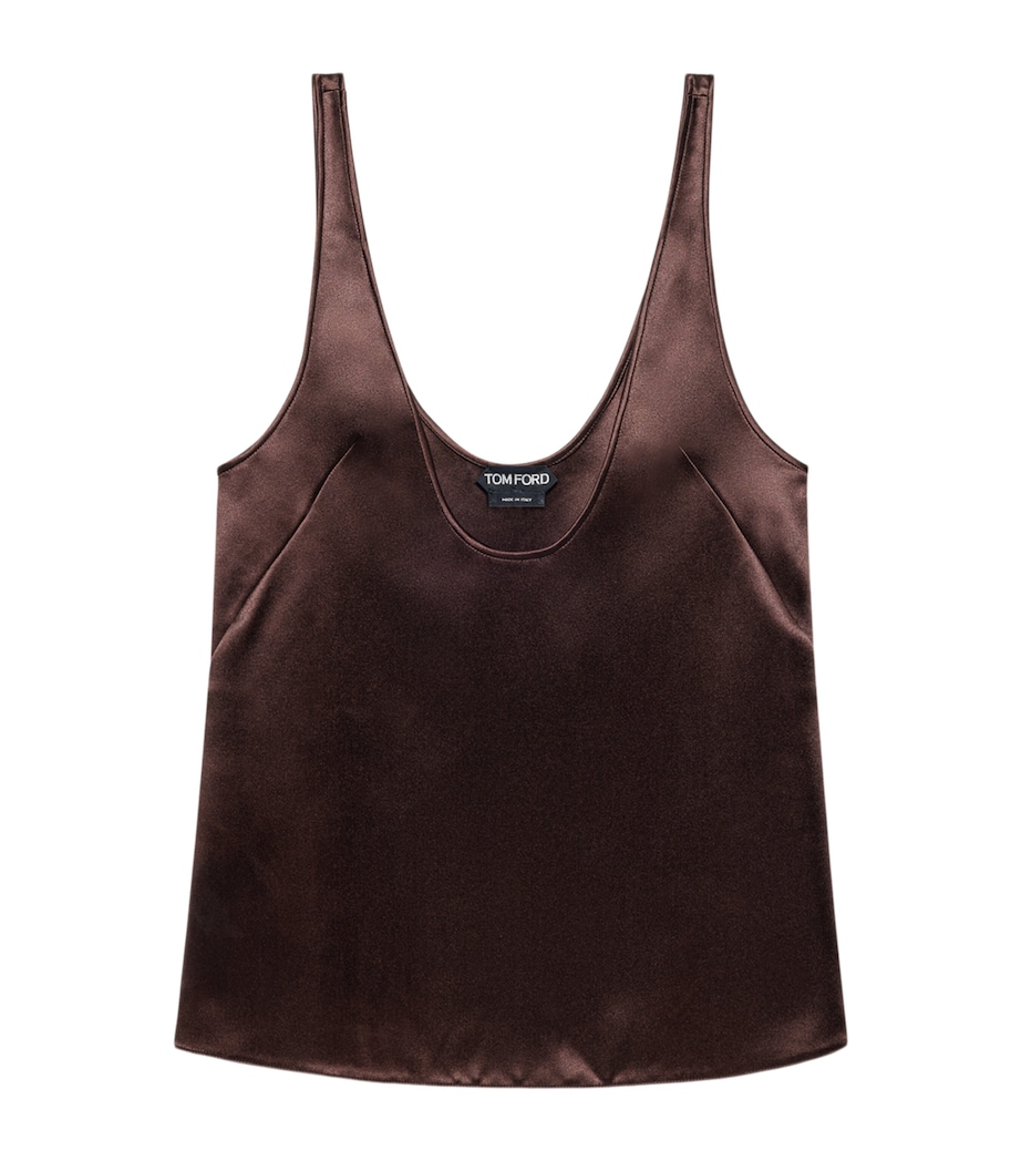 TOM FORD Womens Silk Plunge-Neck Tank Top Ear Image 1