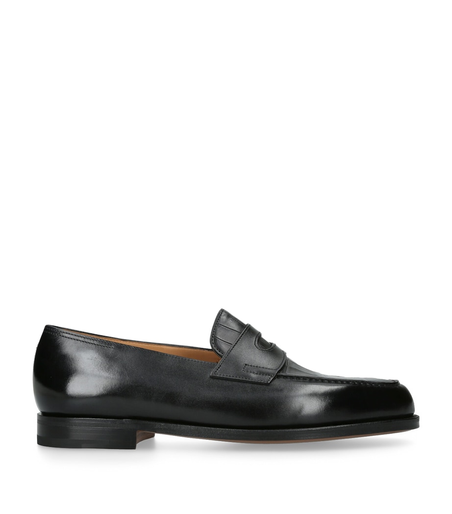 Croc-Embossed Leather Lopez Loafers BLACK Image 1