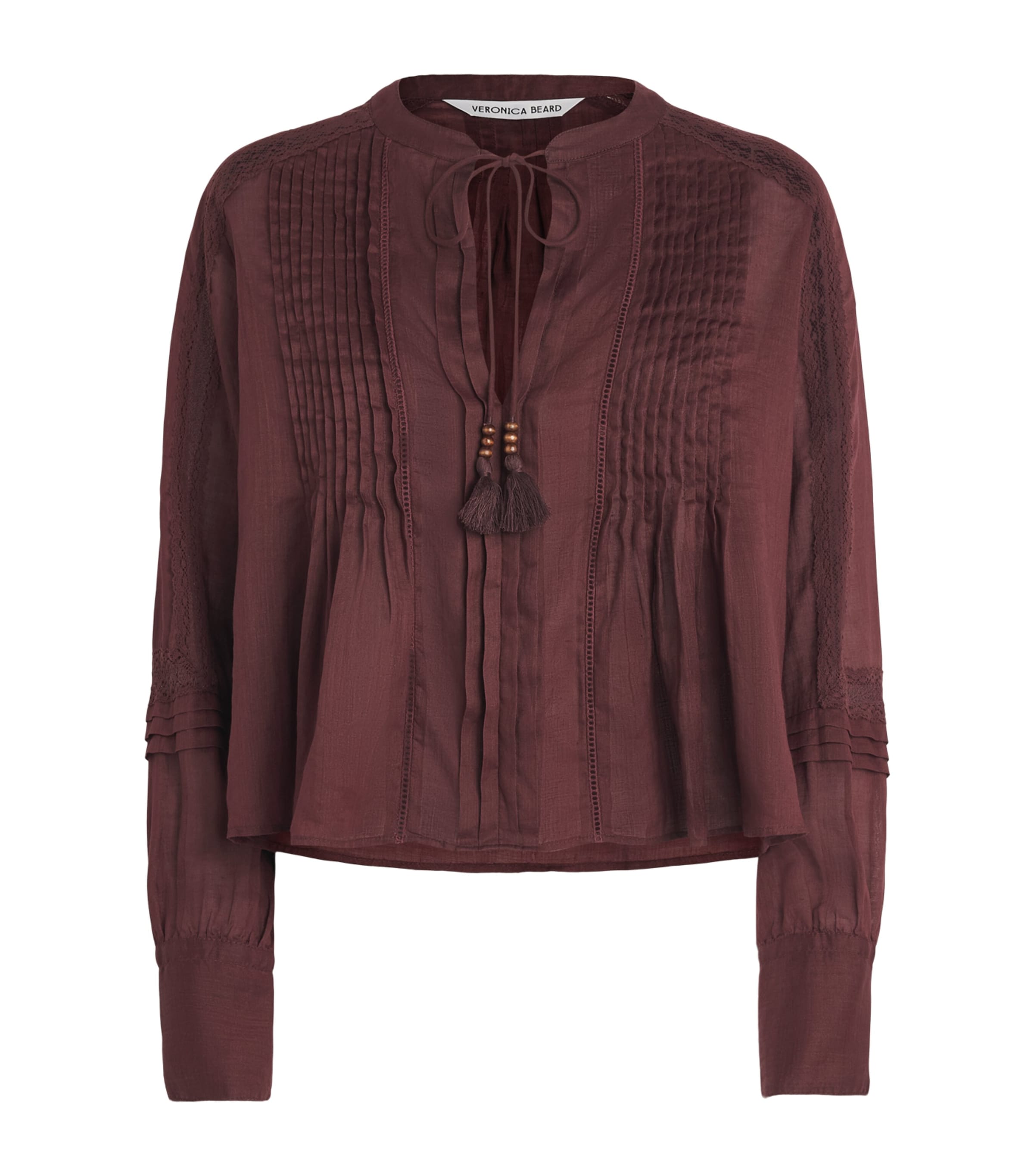Veronica Beard Womens Self-Tie Sawyer Blouse Raisin Image 1