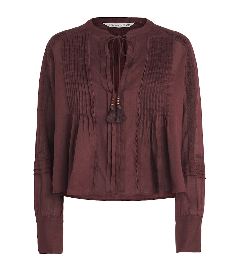Veronica Beard Womens Self-Tie Sawyer Blouse Raisin Image 1