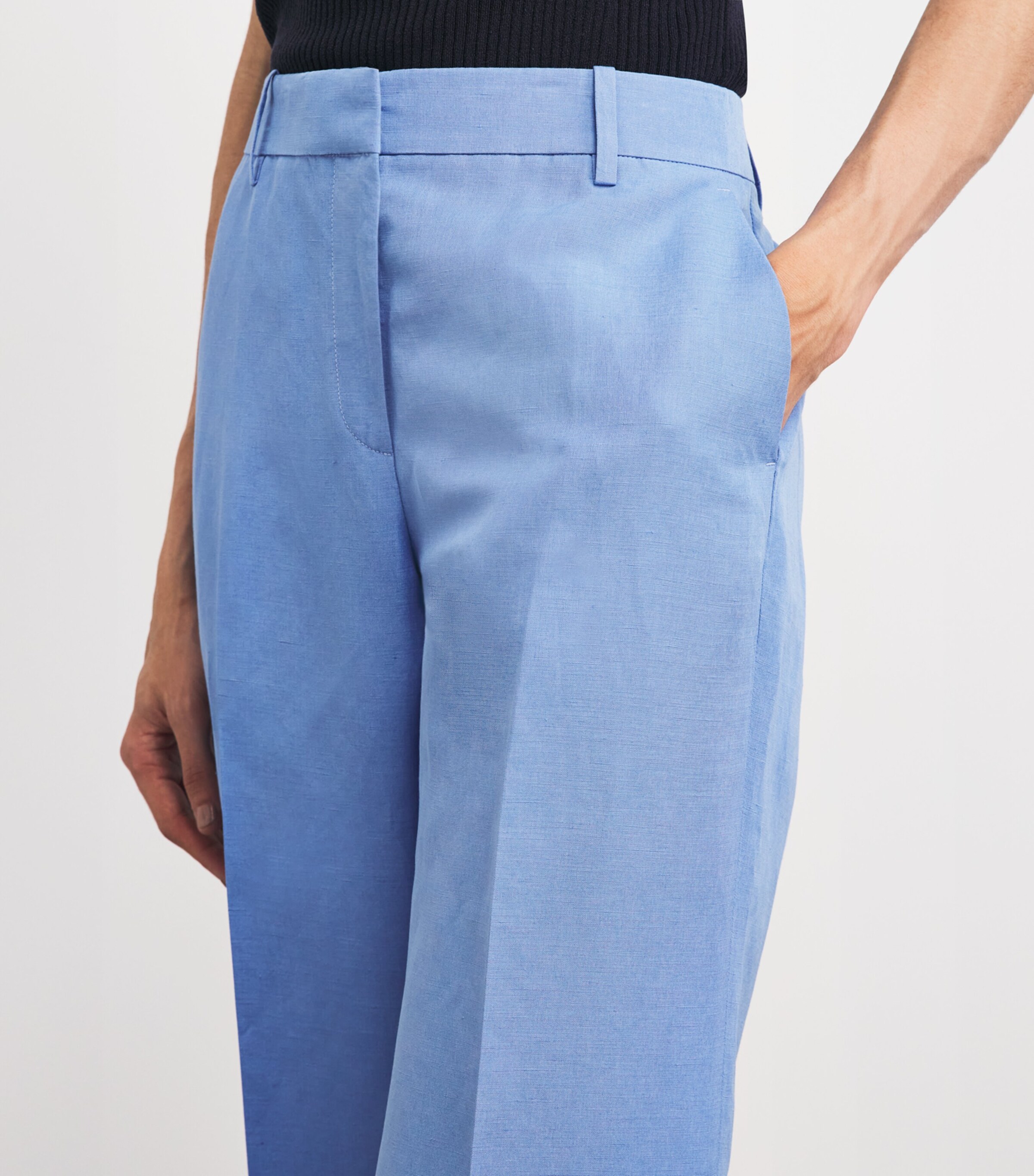 Lafayette 148 Womens Silk-Linen Wide-Leg Trousers Iris Iris Image 3