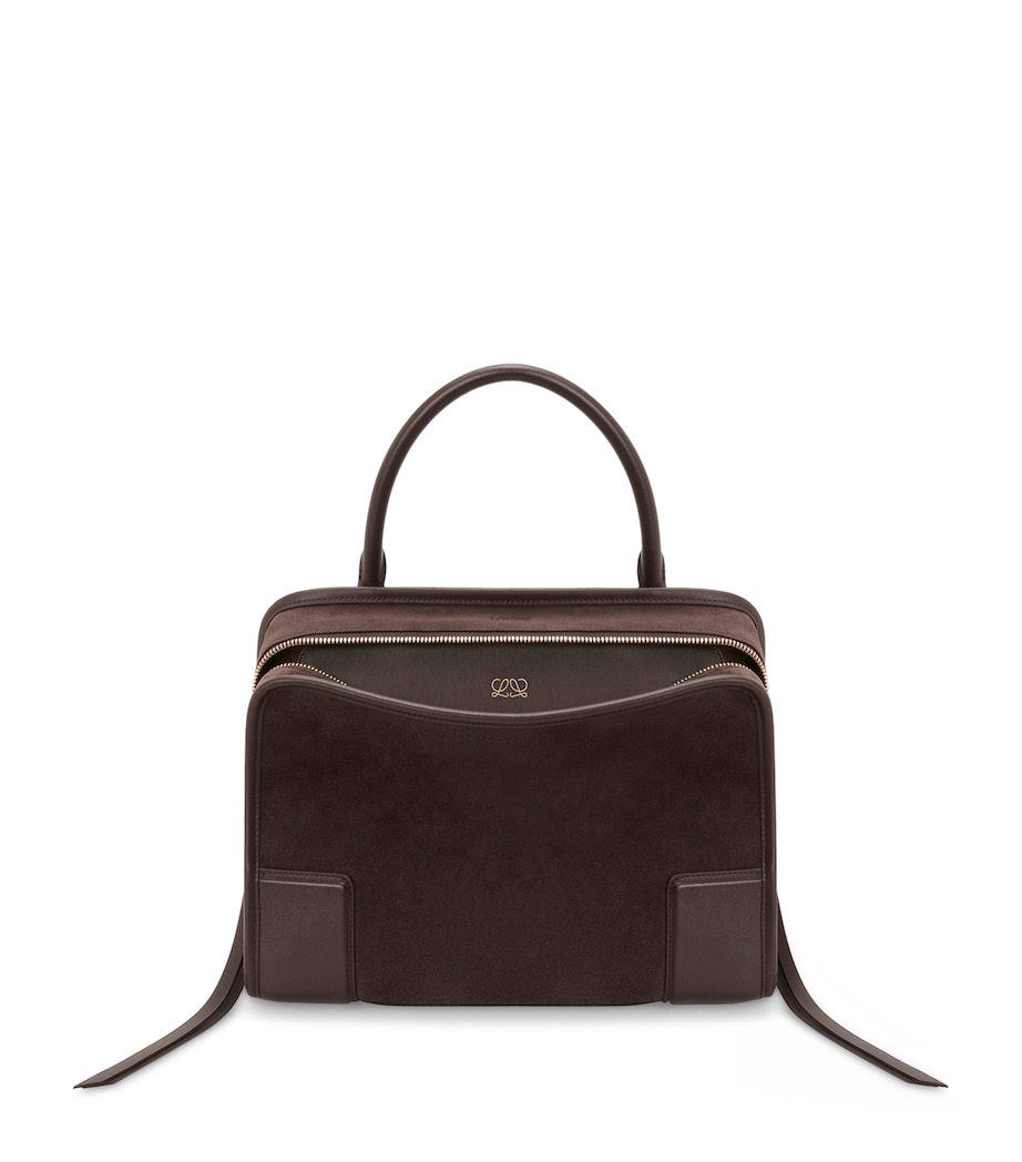 LOEWE Womens Medium Suede Amazona 180 Top-Handle Bag Dark Chestnut Image 1