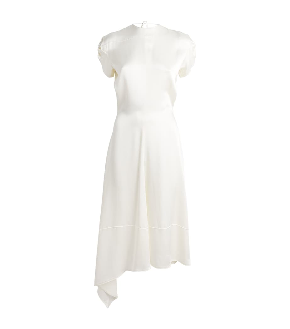 Victoria Beckham Womens Twist Shoulder Midi Dress Ivory Image 1