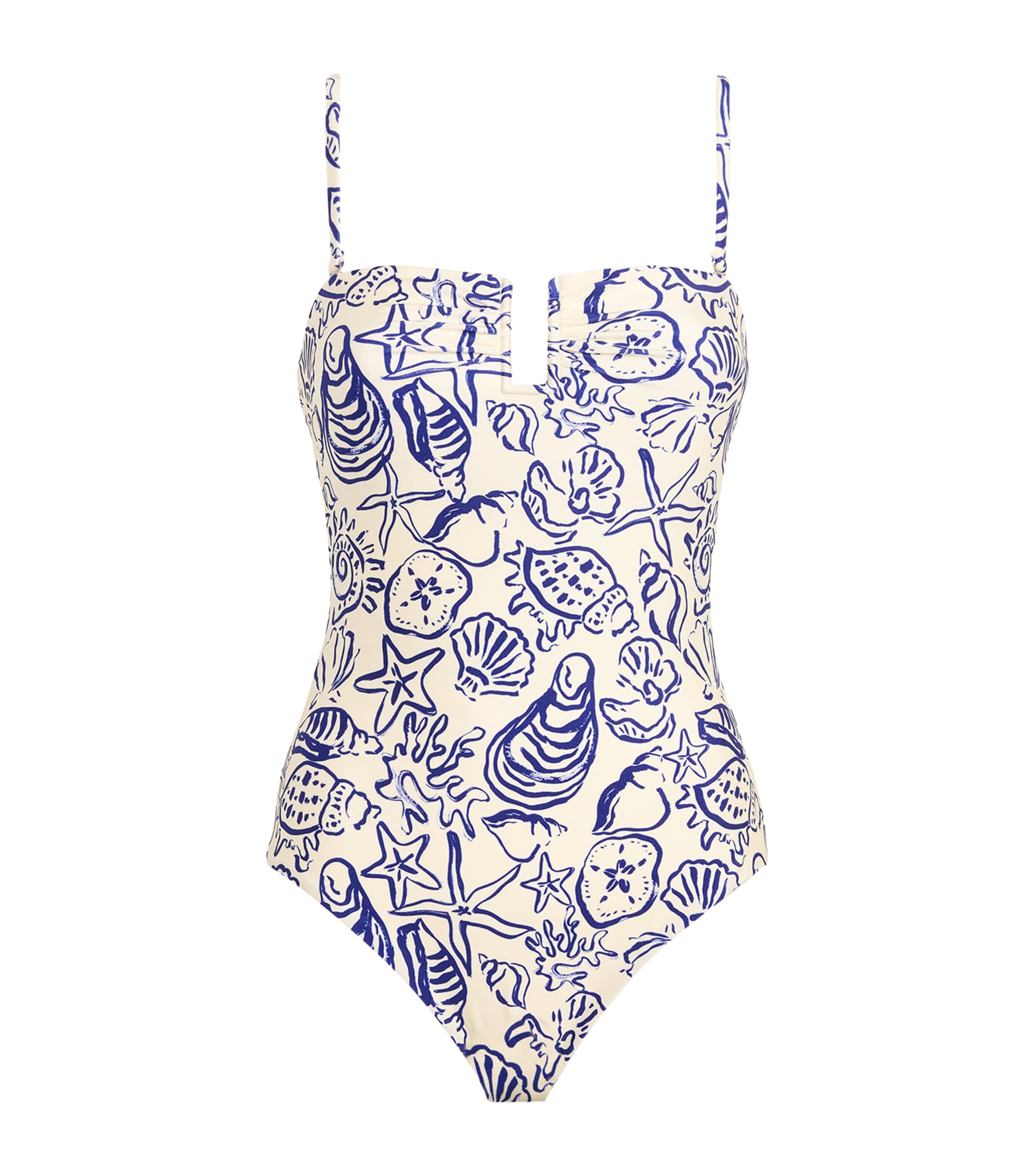 Simkhai Womens Shell Print Ottilie Swimsuit Blueberry Multi Image 1