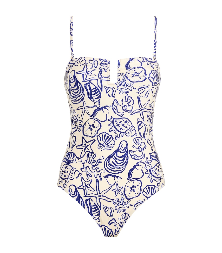Simkhai Womens Shell Print Ottilie Swimsuit Blueberry Multi Image 1