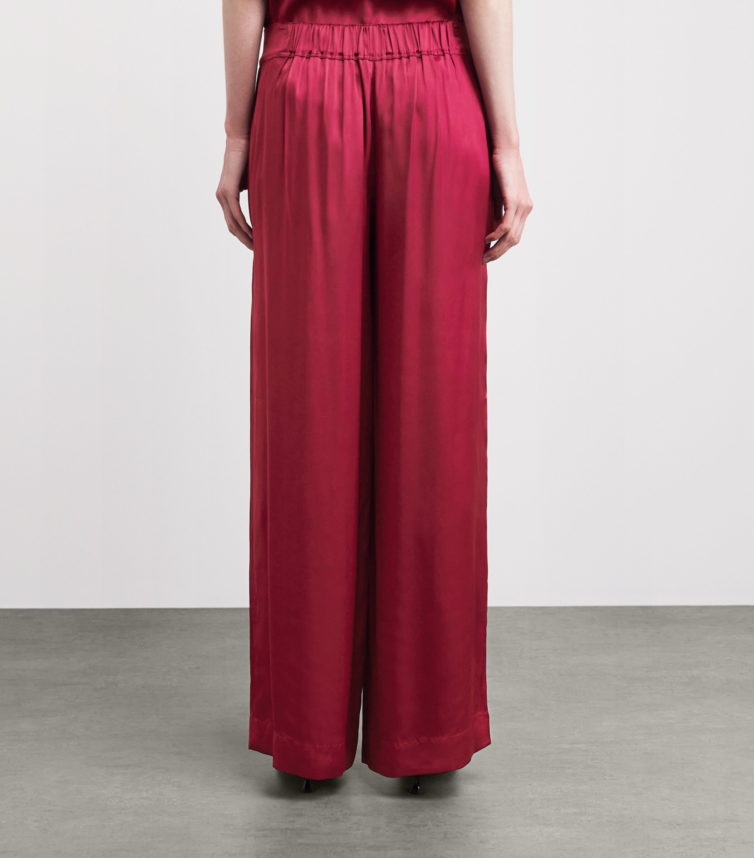 Liberowe Womens Satin Palazzo Trousers Raspberry Image 5