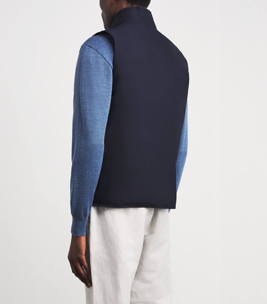 Fioroni Cashmere Mens Down Linen Reversible Gilet Denim Image 5